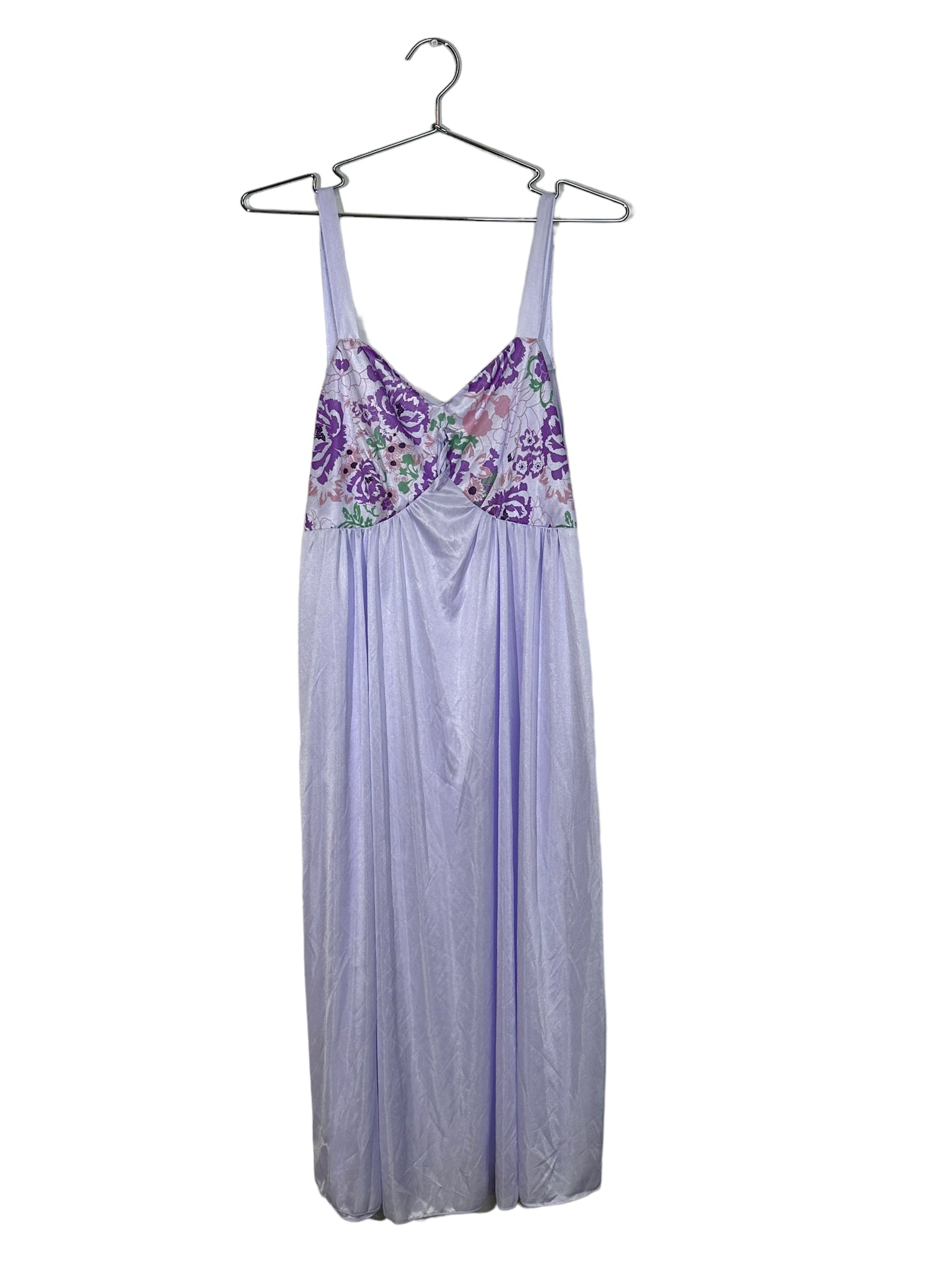 Purple Floral Satin Slip Dress