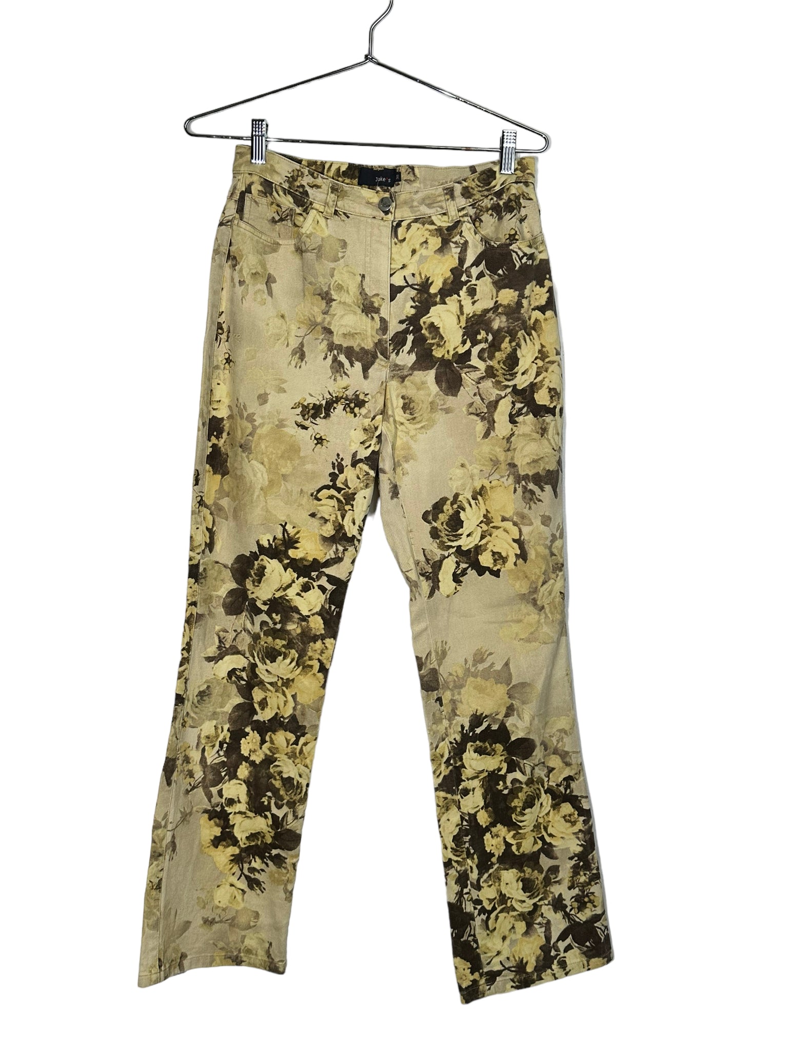 Brown And Cream Floral Printed Jeans