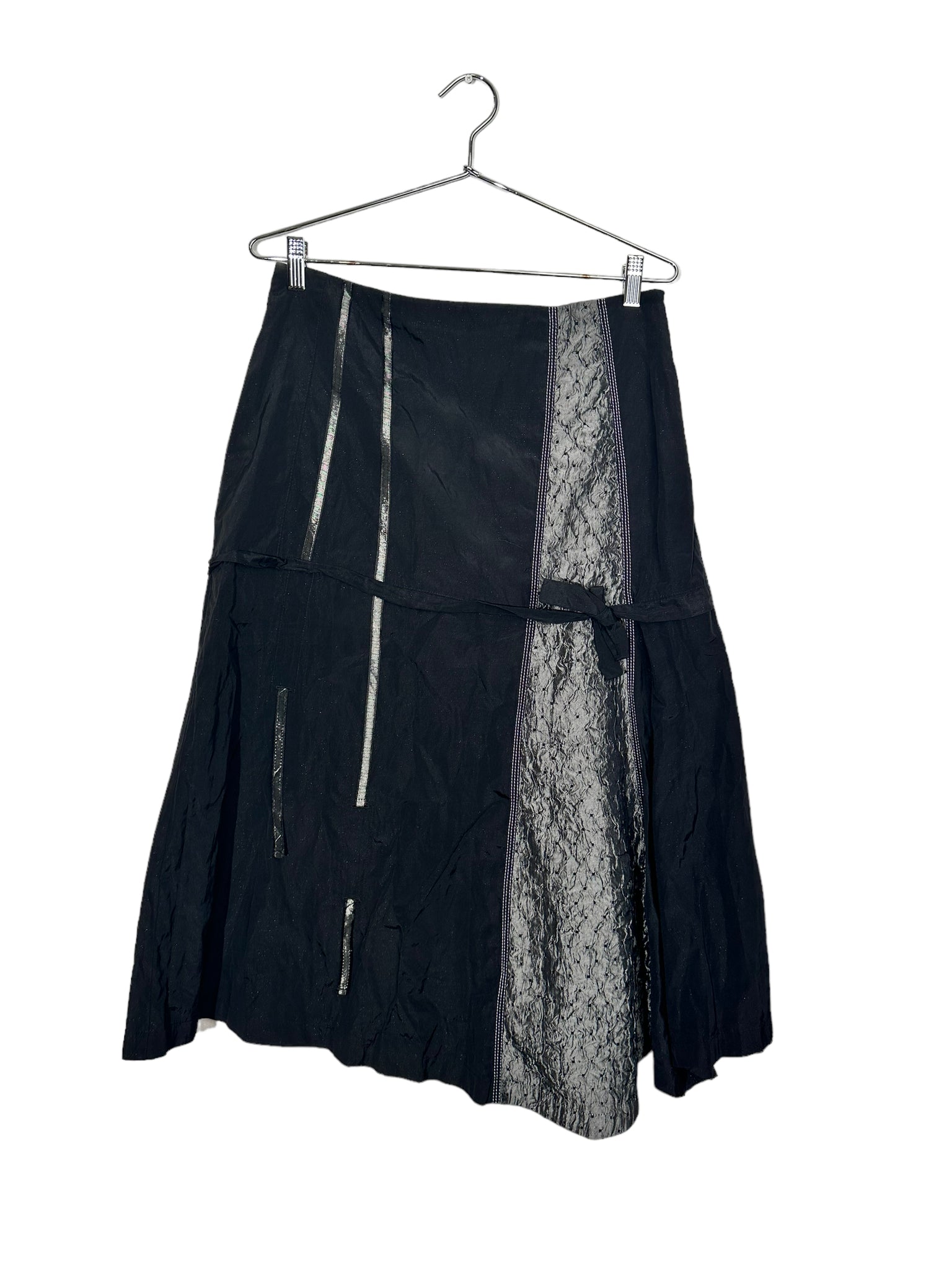 Black And Grey Panel Ribbon Skirt