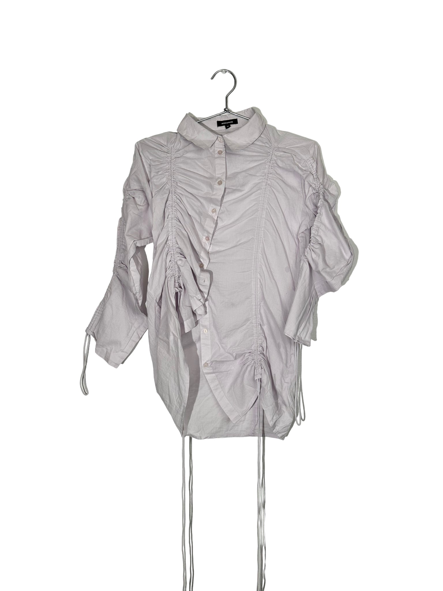 Lilac Ruched Up Asymmetrical Button Up