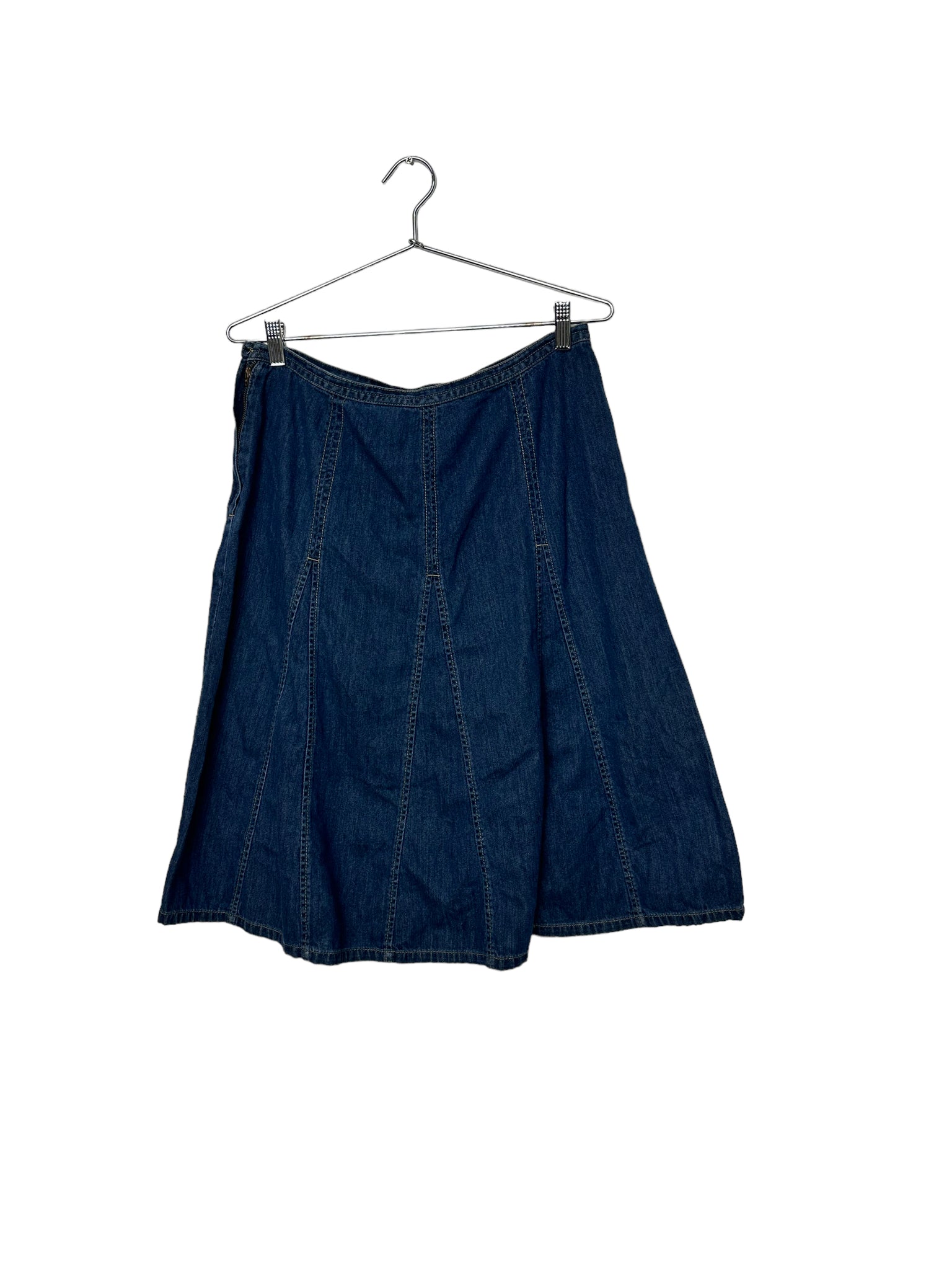 Dark Wash Denim Midi Skirt