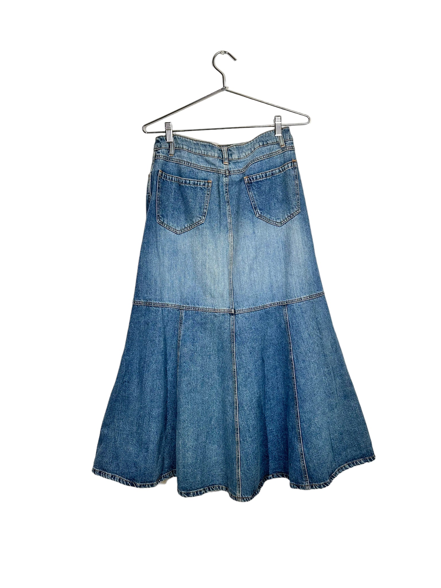 Denim Maxi Flare Skirt