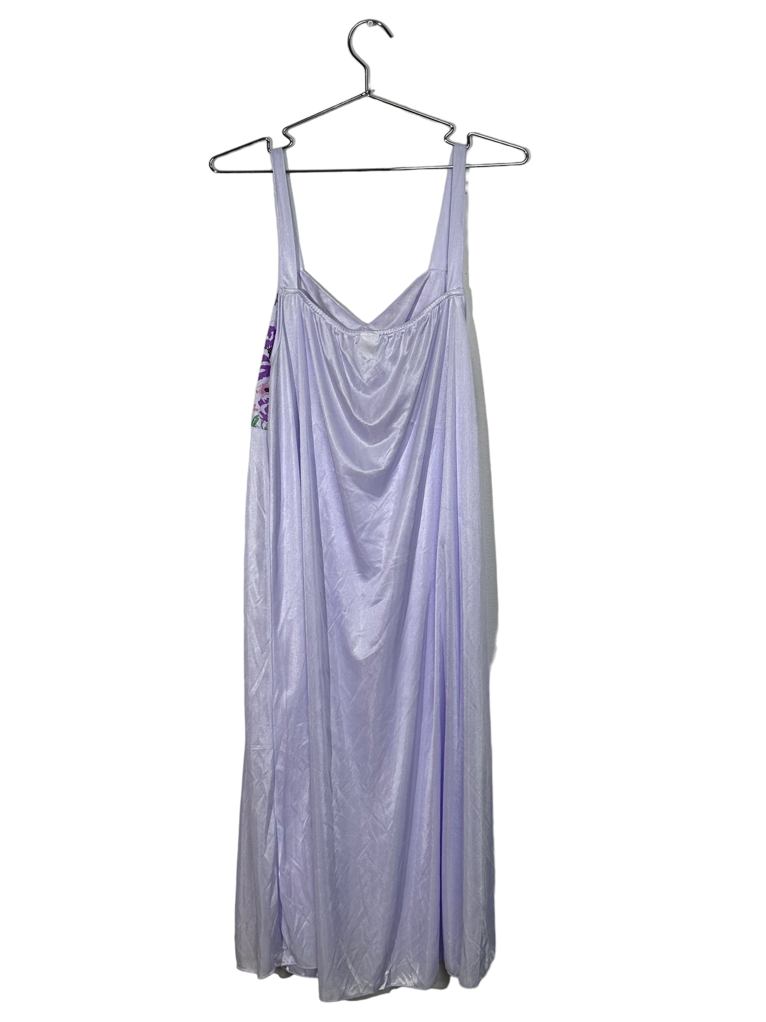 Purple Floral Satin Slip Dress