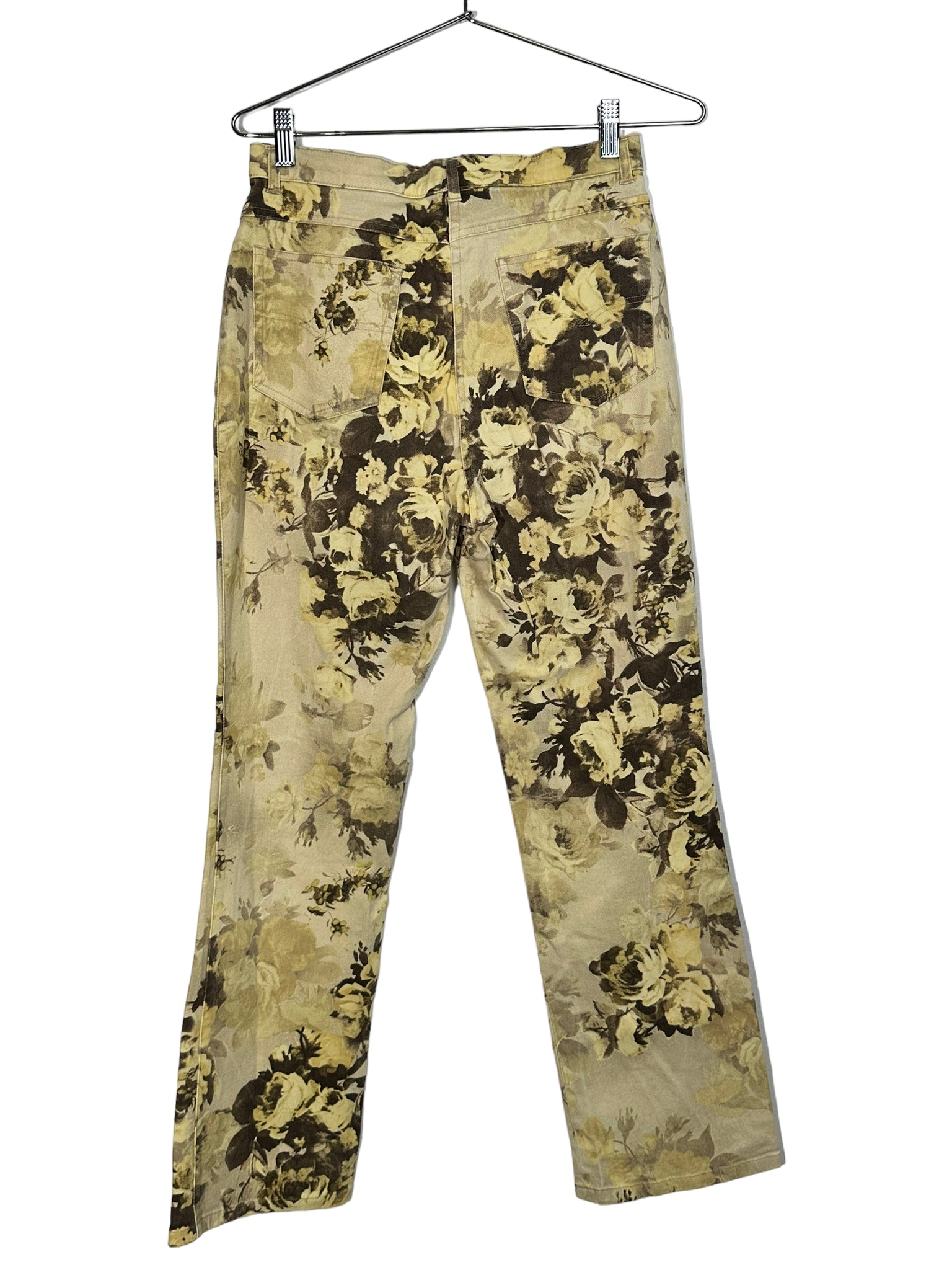 Brown And Cream Floral Printed Jeans