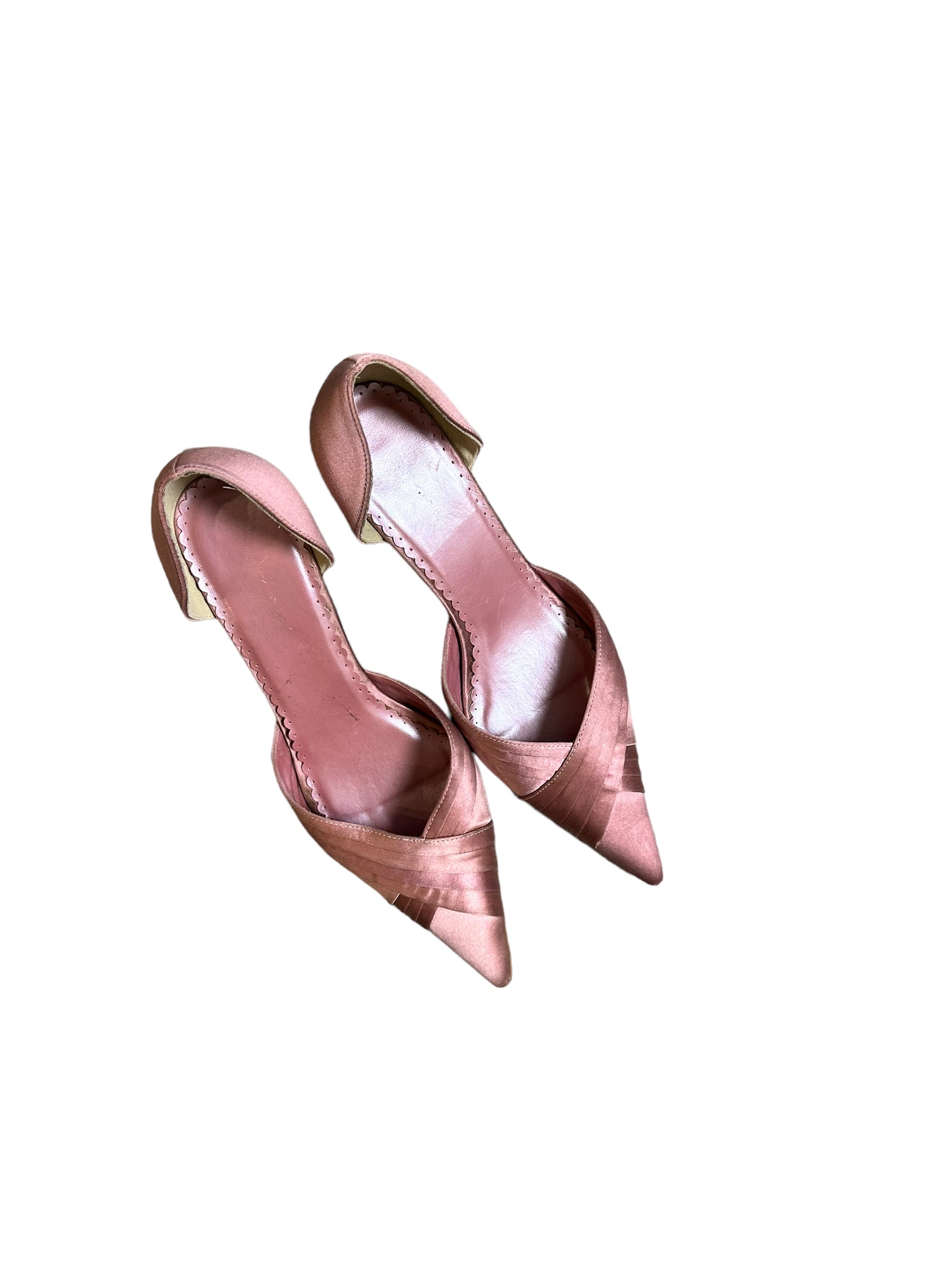 Pink Satin Pointed Kitten Heel