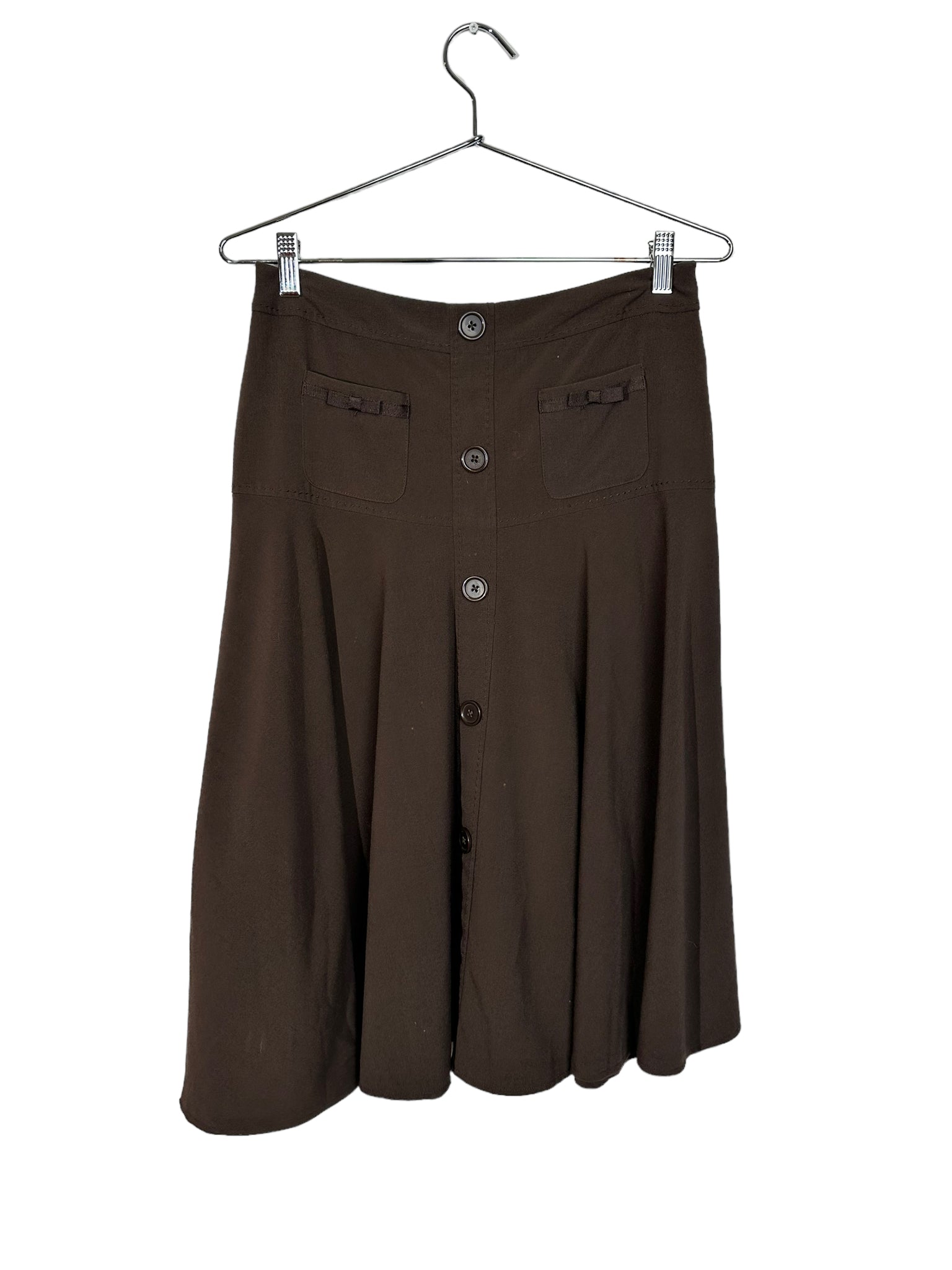 Brown Button Bow Skirt