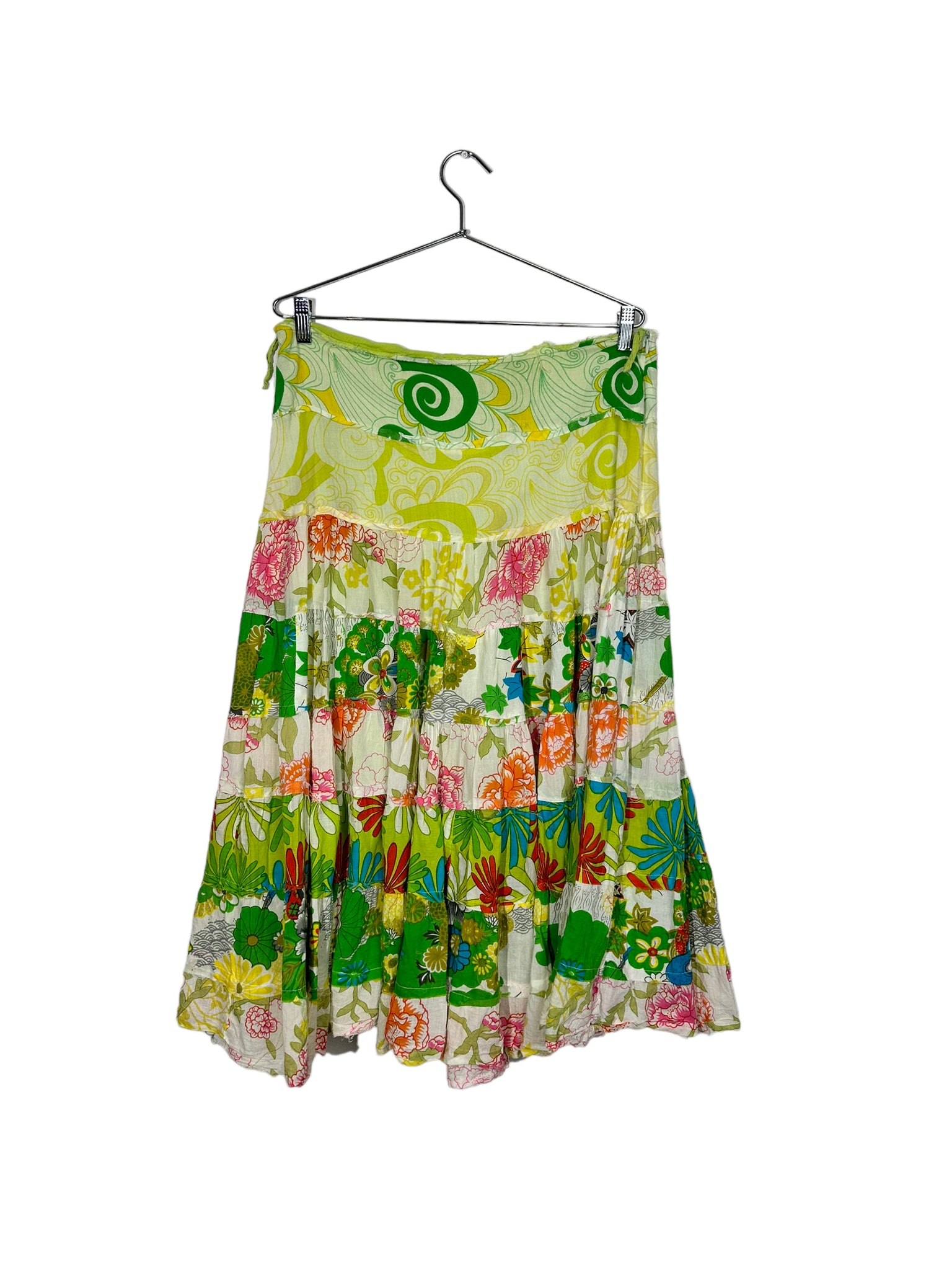 Floral Green Voluminous Maxi Skirt