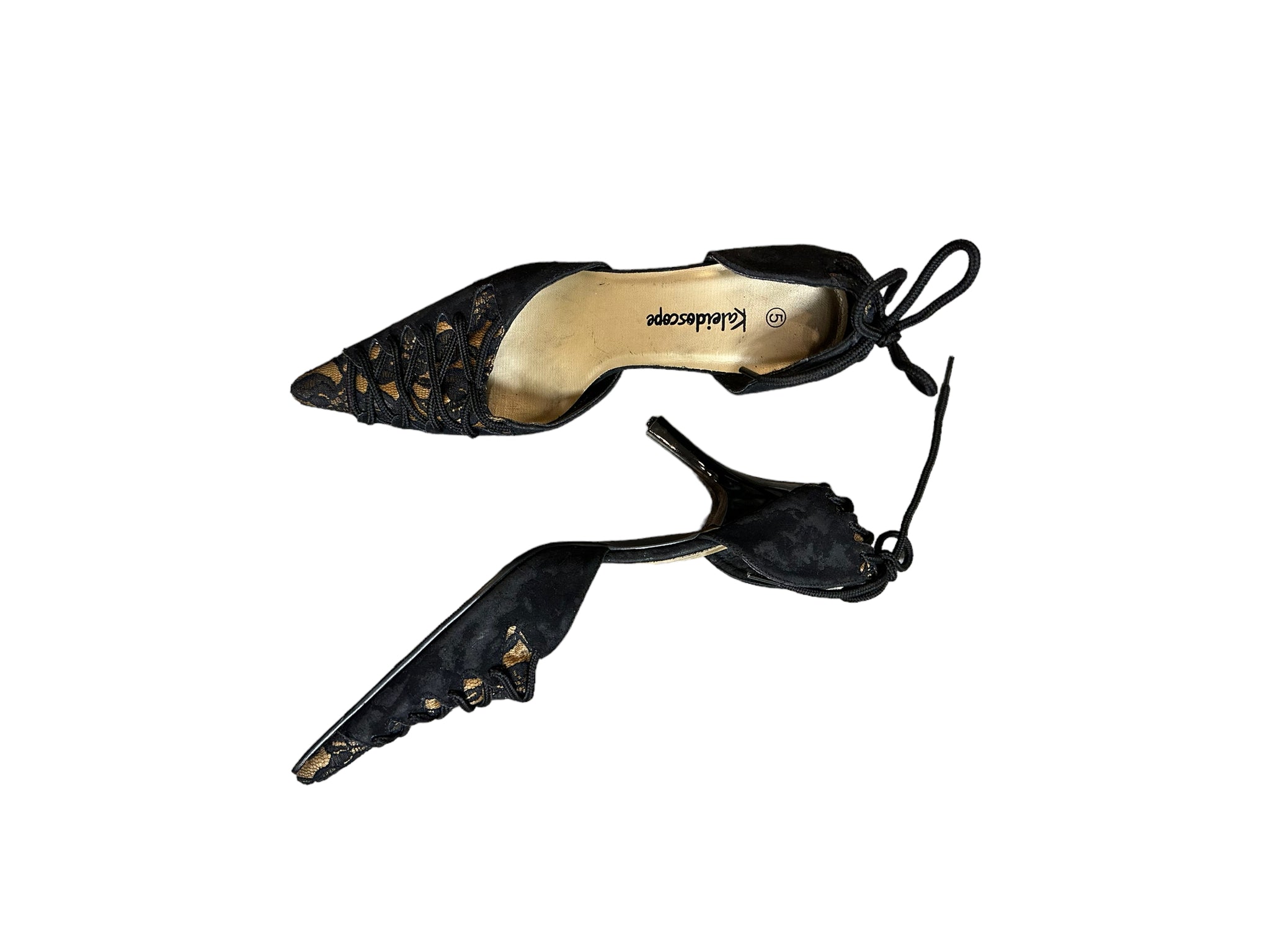 Gold Lace Up Kitten Heel