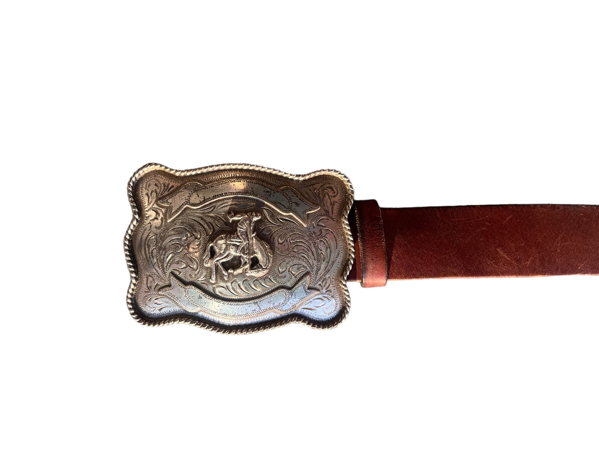 Leather Cowboy Belt Buckle Belt