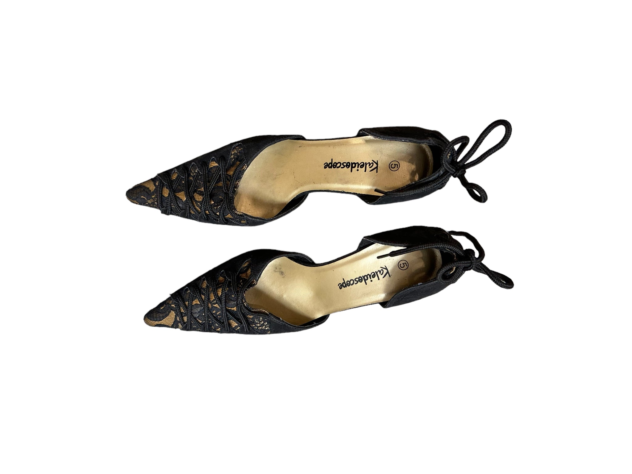 Gold Lace Up Kitten Heel