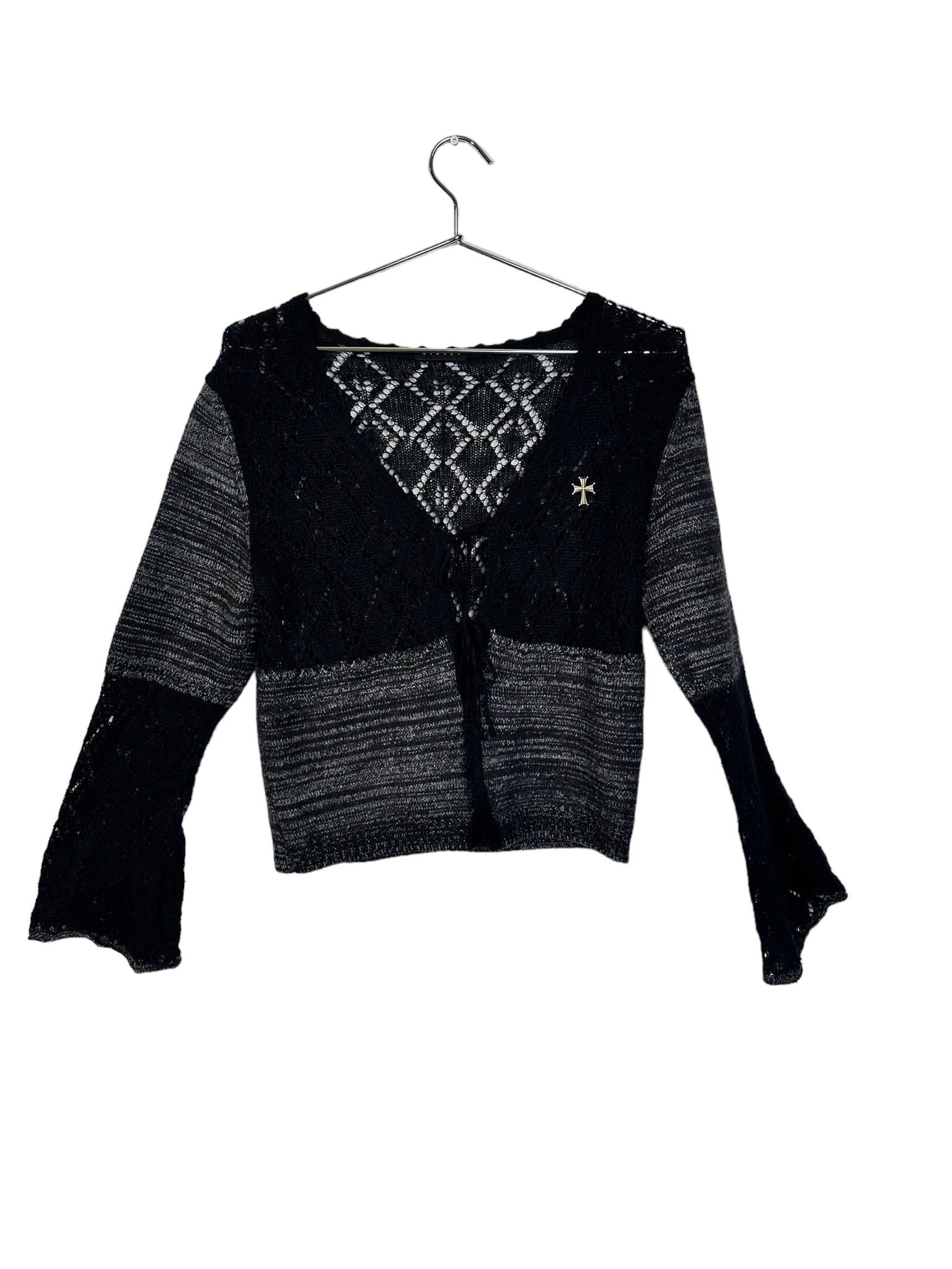 Black Crochet Cross Cardigan