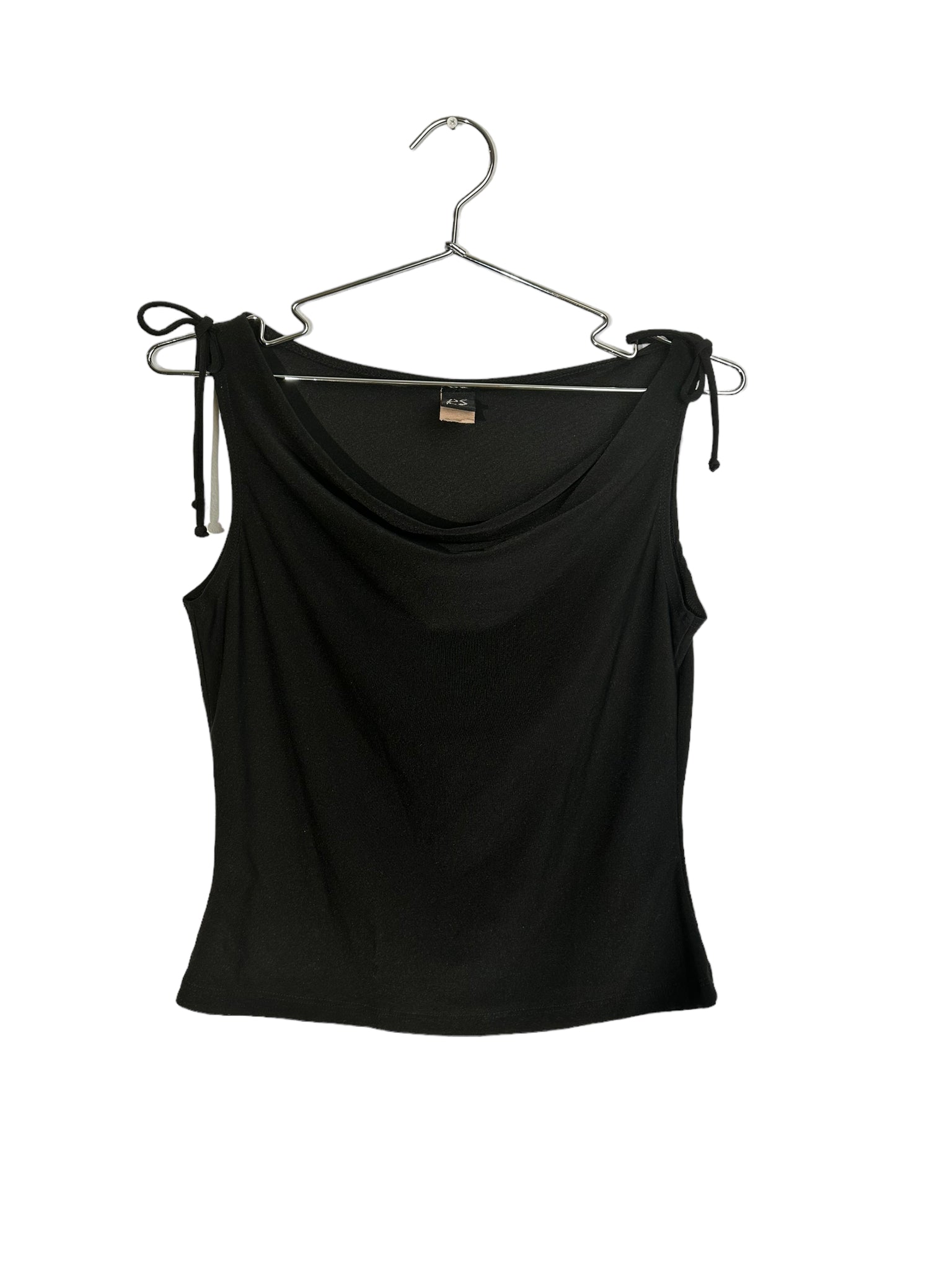 Black Cowl Neck Drawstring Top