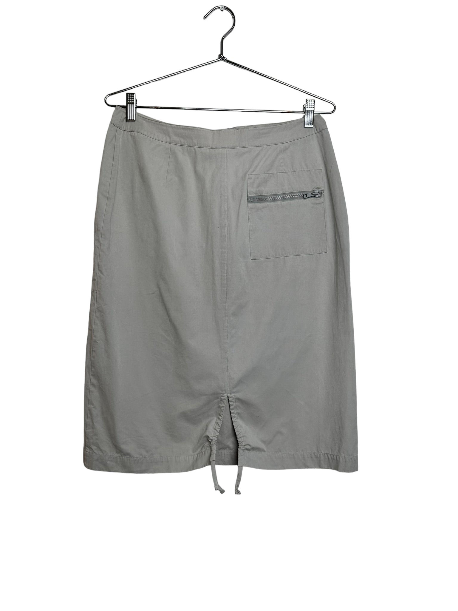 Grey Cargo Skirt With Drawstring At Back