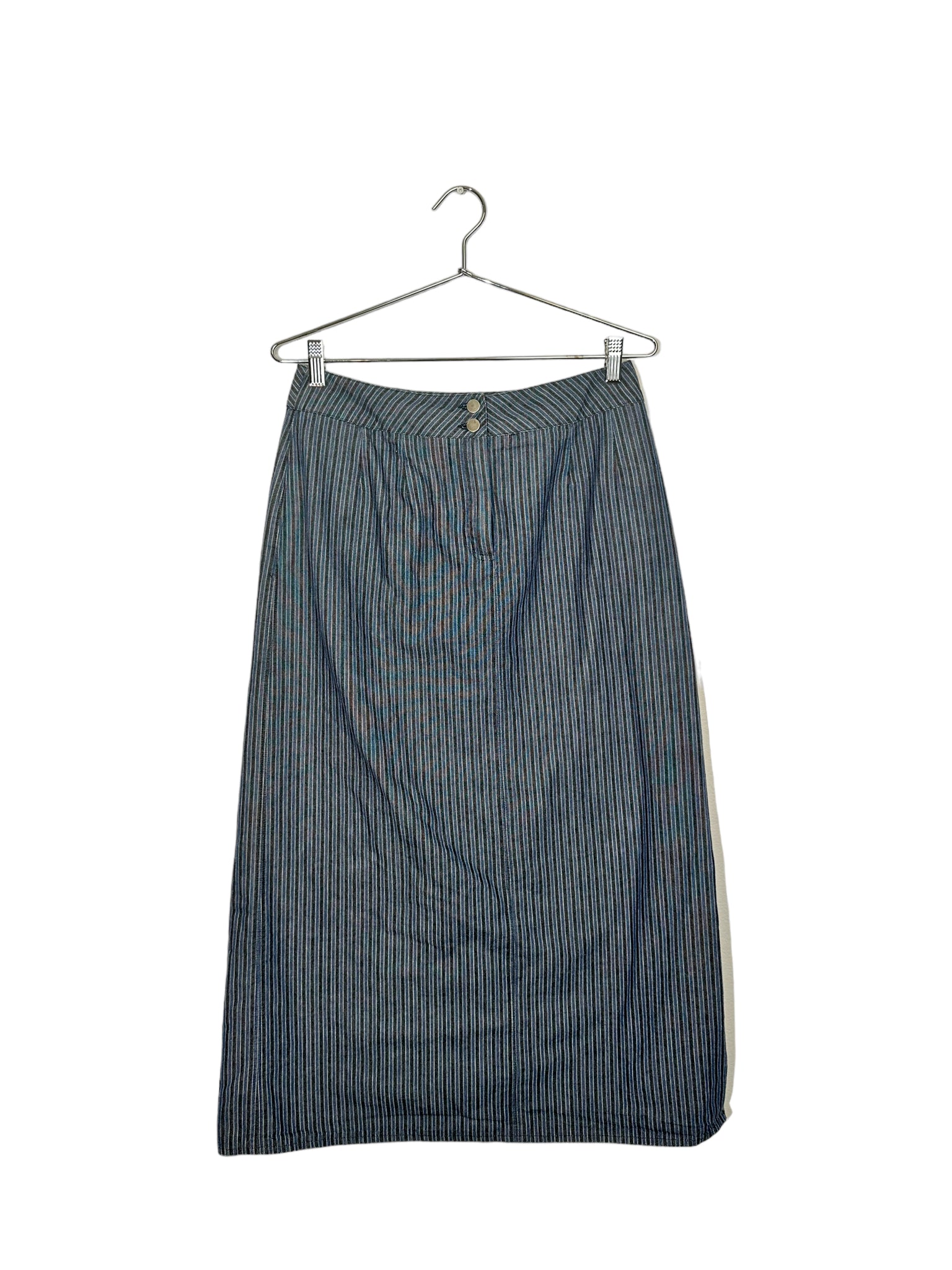 Pinstriped Denim Maxi Skirt