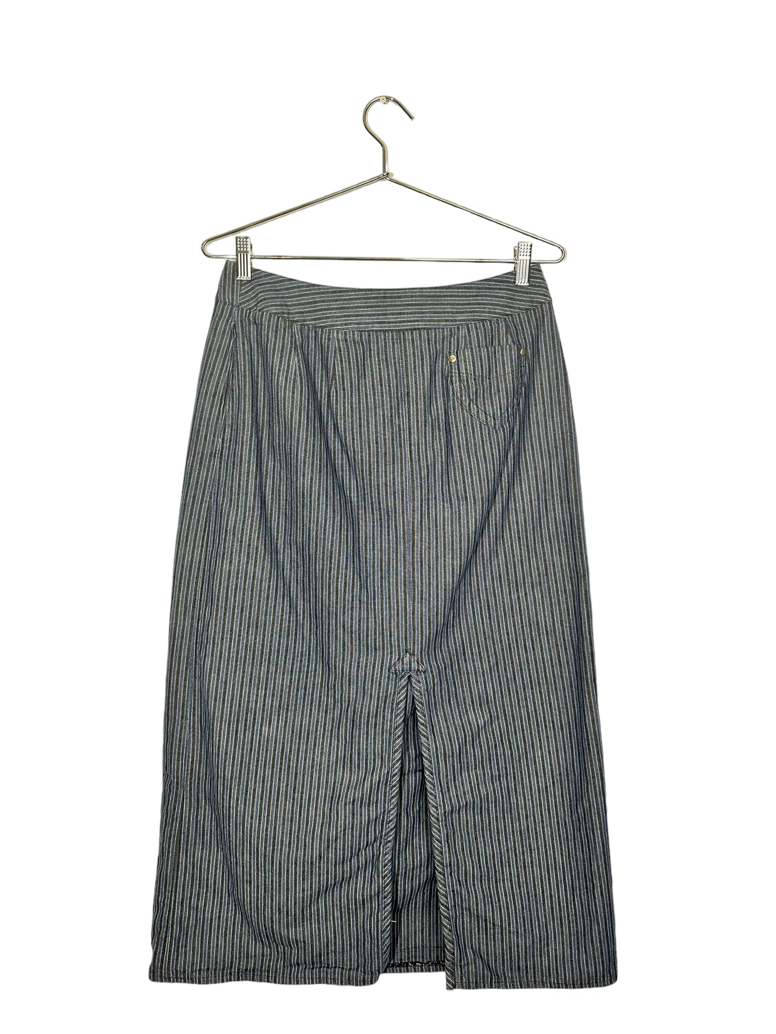 Pinstriped Denim Maxi Skirt