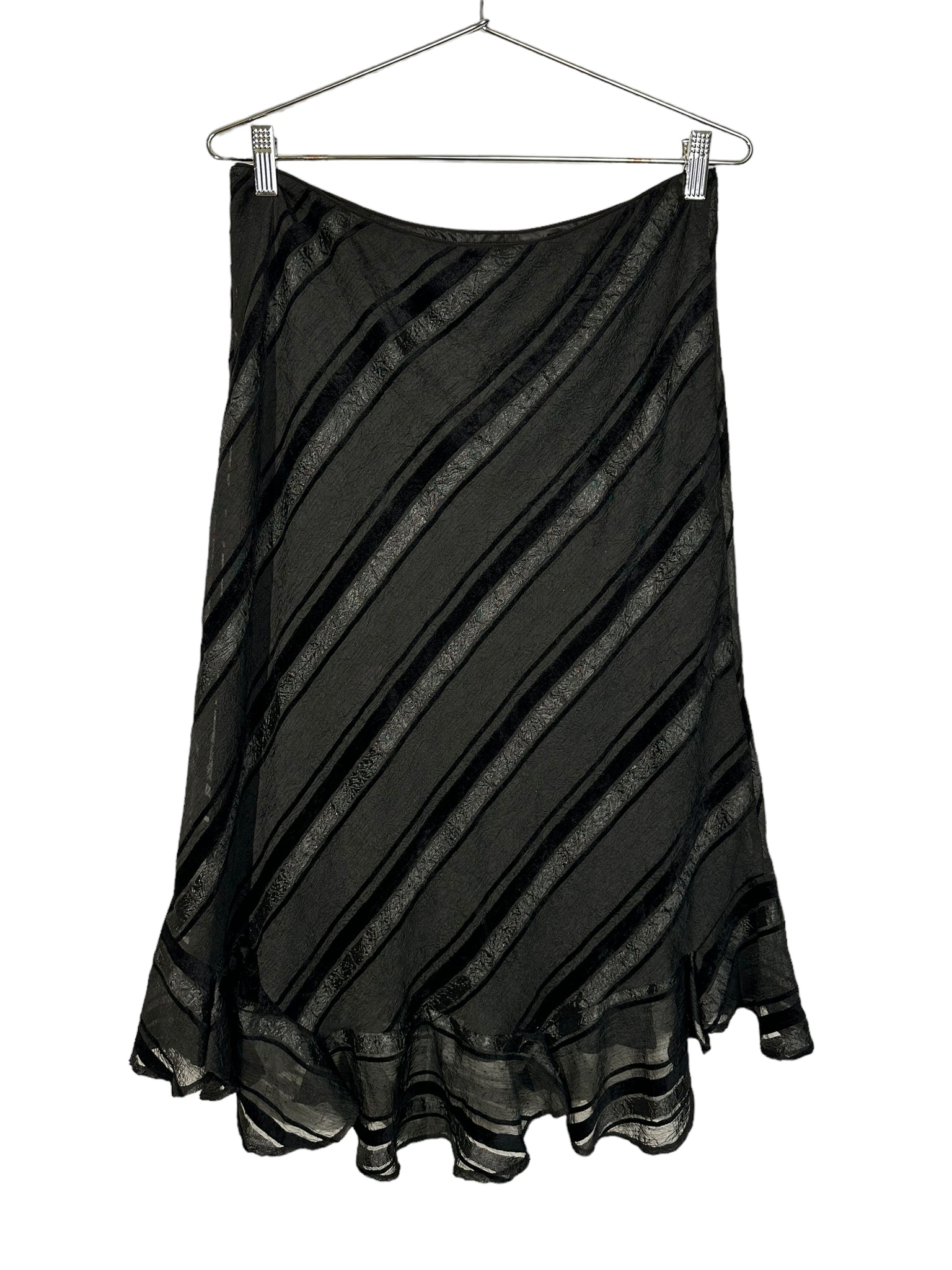 Velvet Striped Maxi Ruffled Skirt