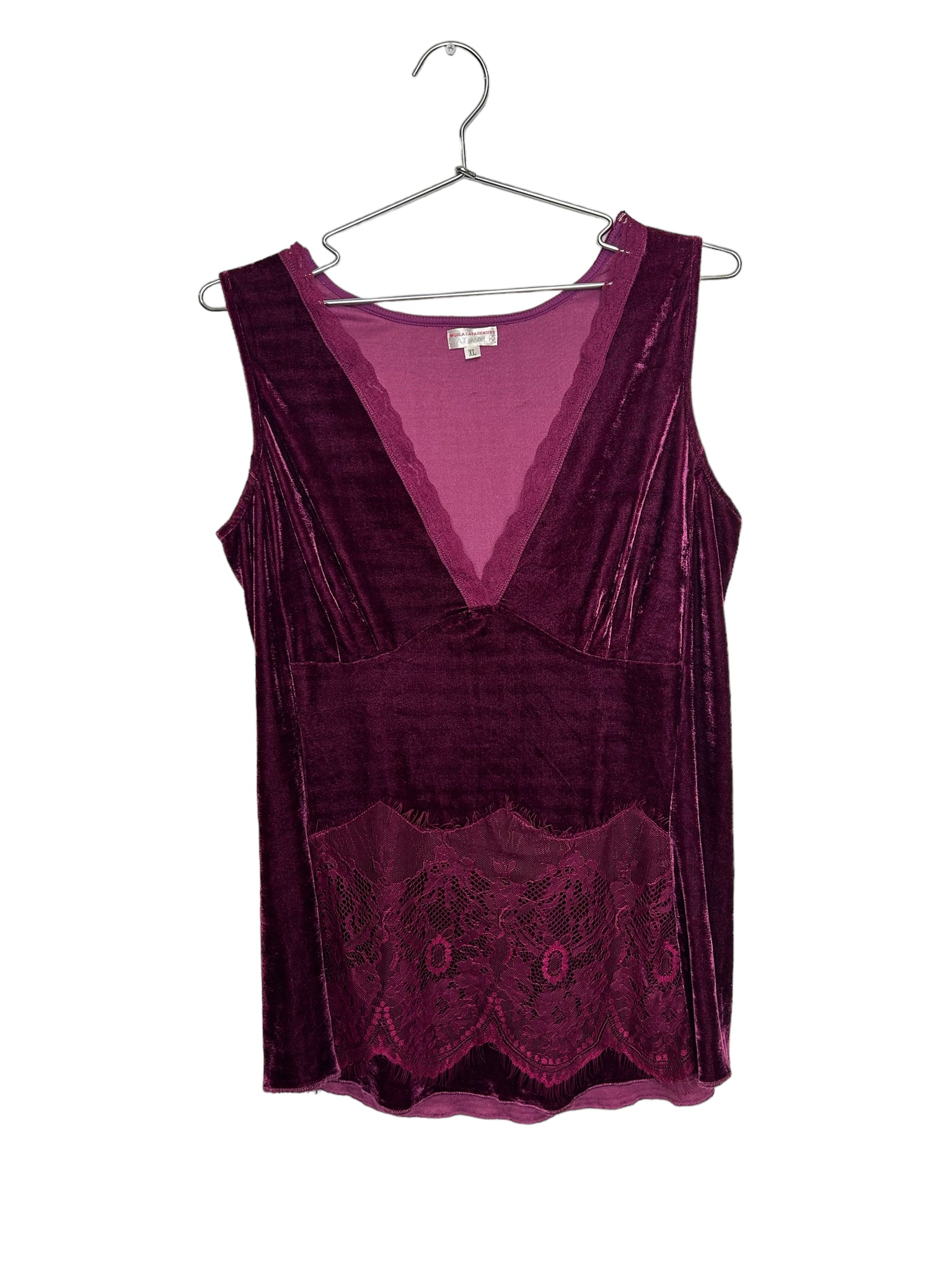 Plum Velvet Lace V-Neck Tank