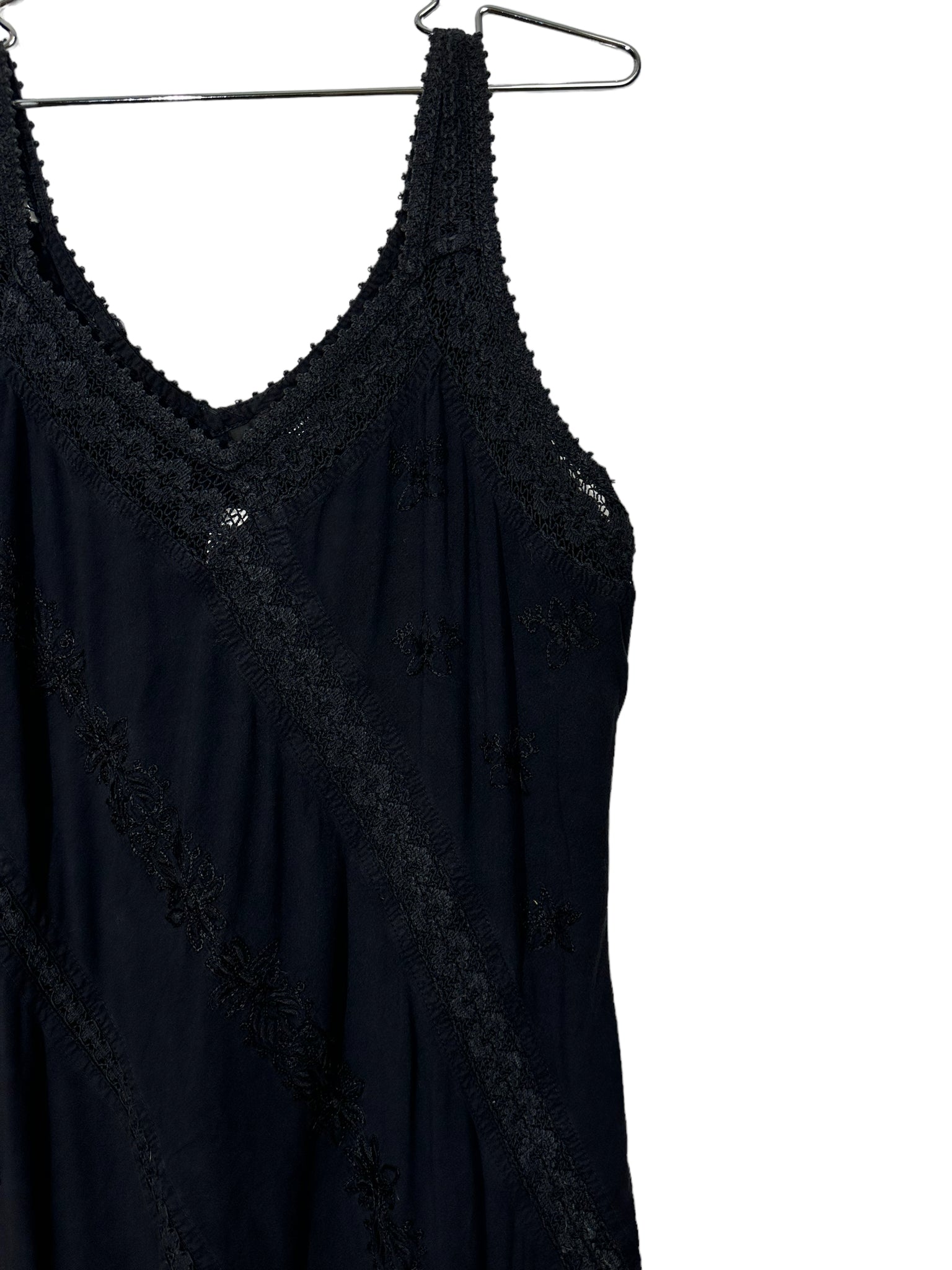 Black Crochet Panel Dress