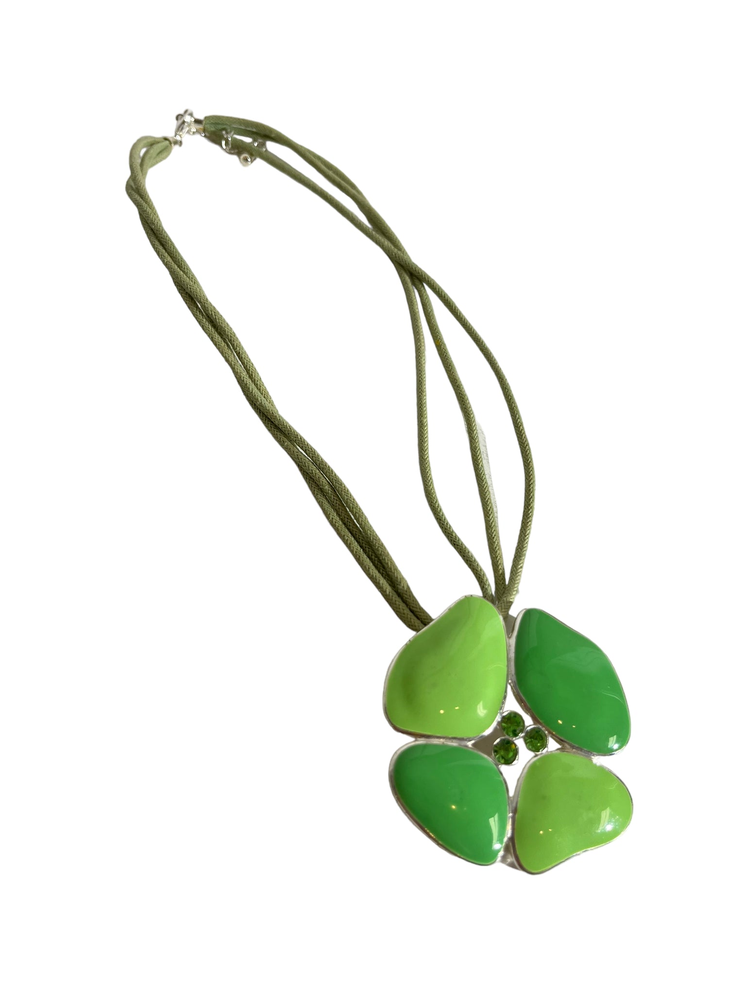 Large Green Flower Pendant Necklace