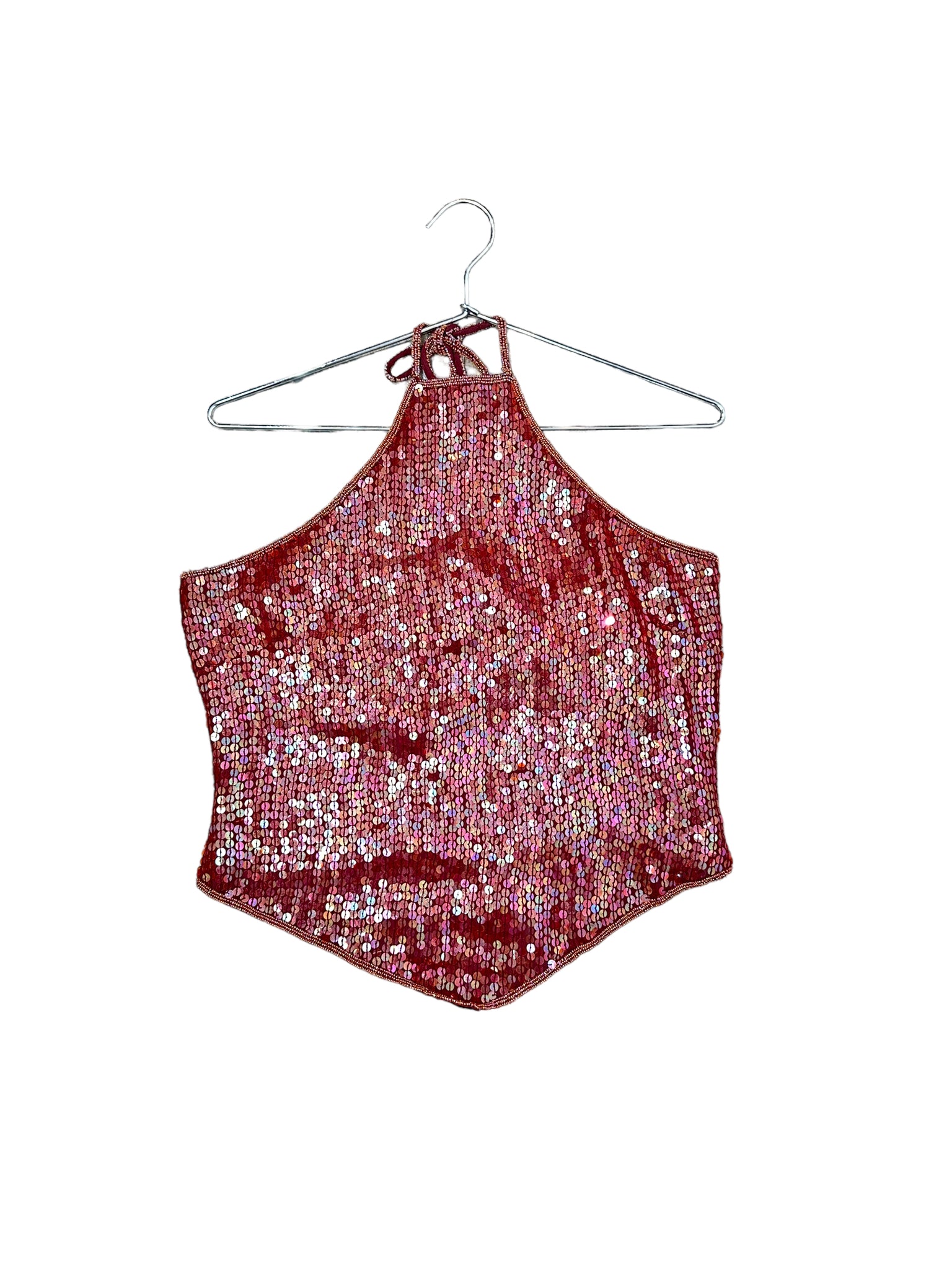 Maroon Sequin Halter Top