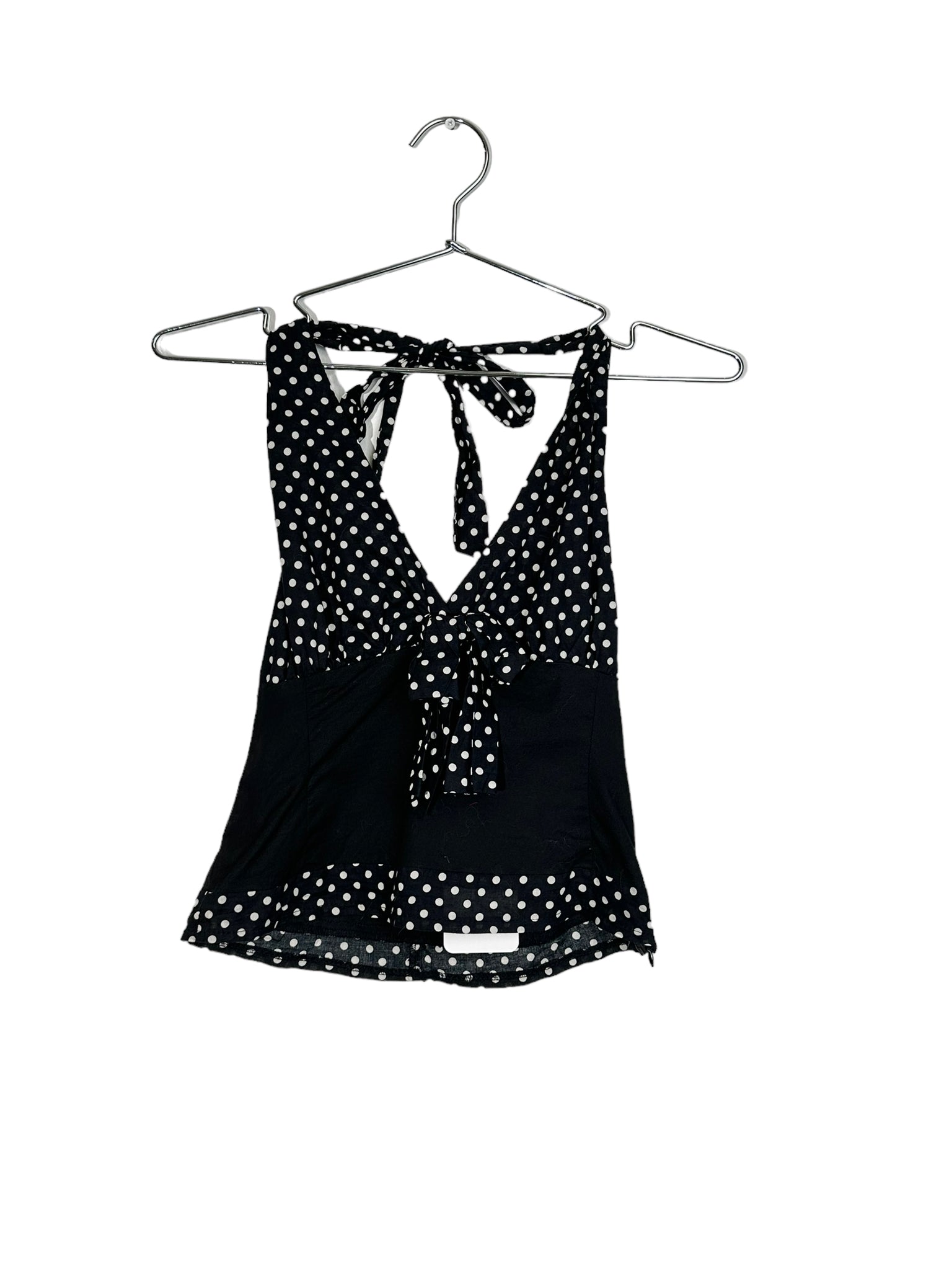 Black & White Polka-Dot Halter Top