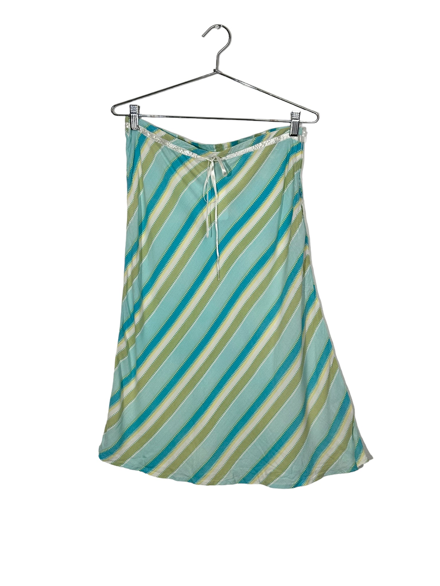 Green And Blue Striped Ribbon Skirt