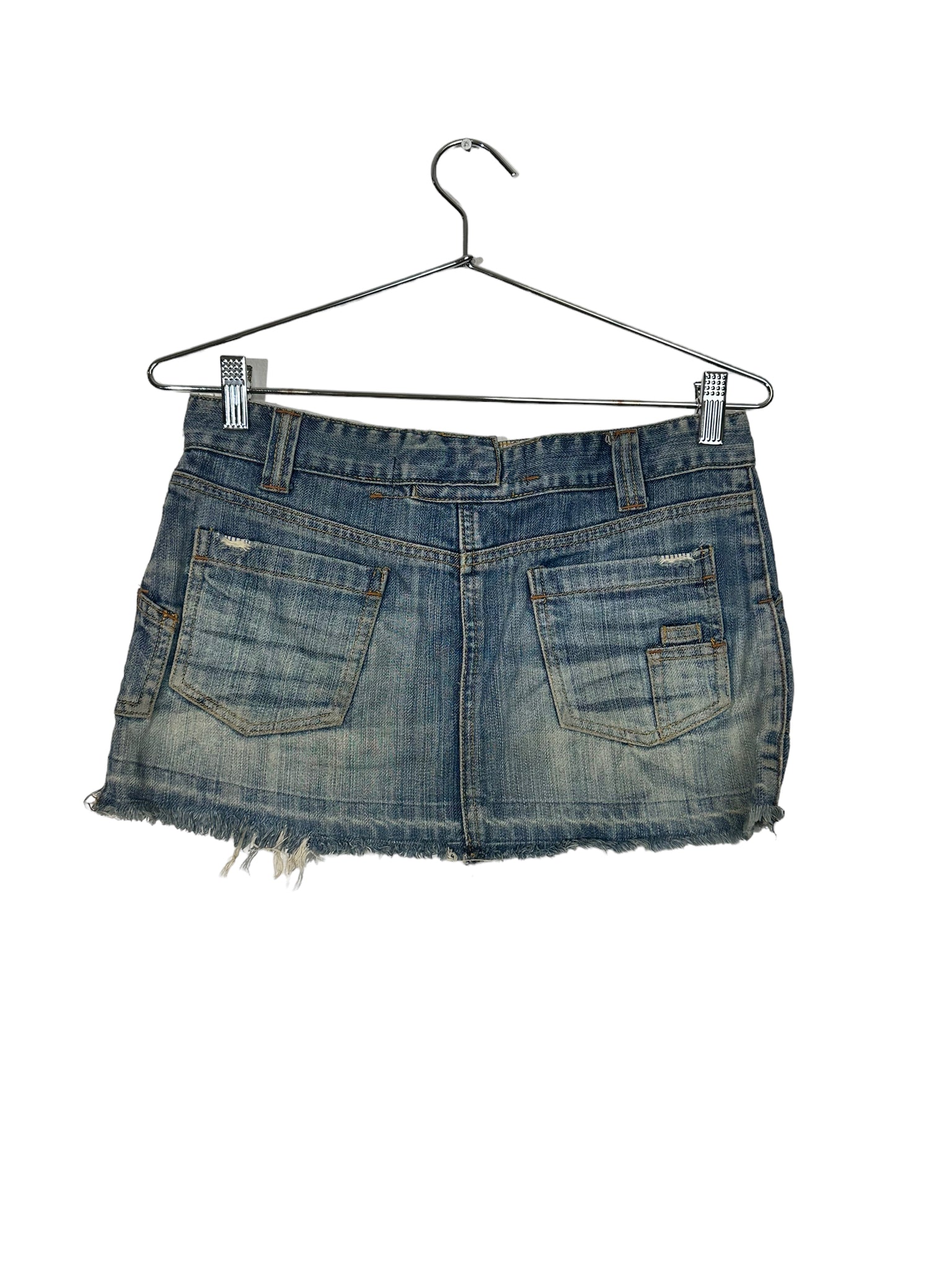 Light Wash Denim Distressed Mini Skirt