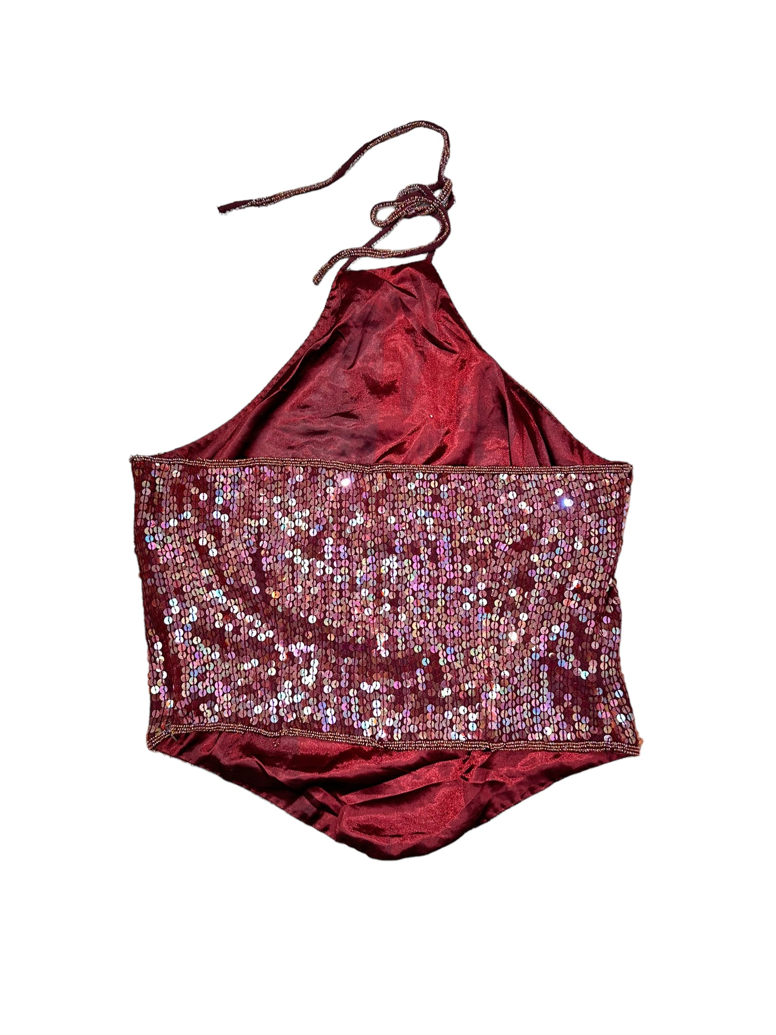 Maroon Sequin Halter Top