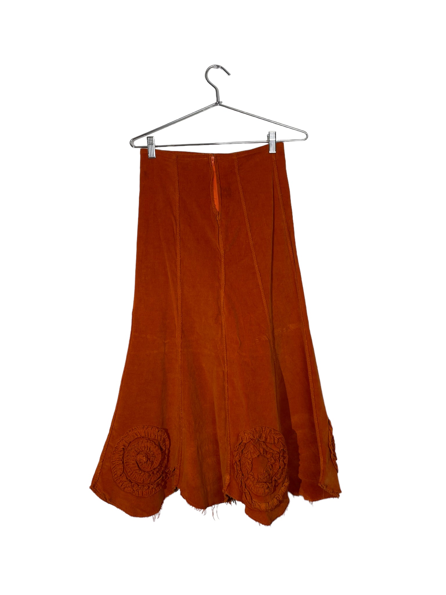 Vintage Ruffled Suede Maxi Lenght Skirt