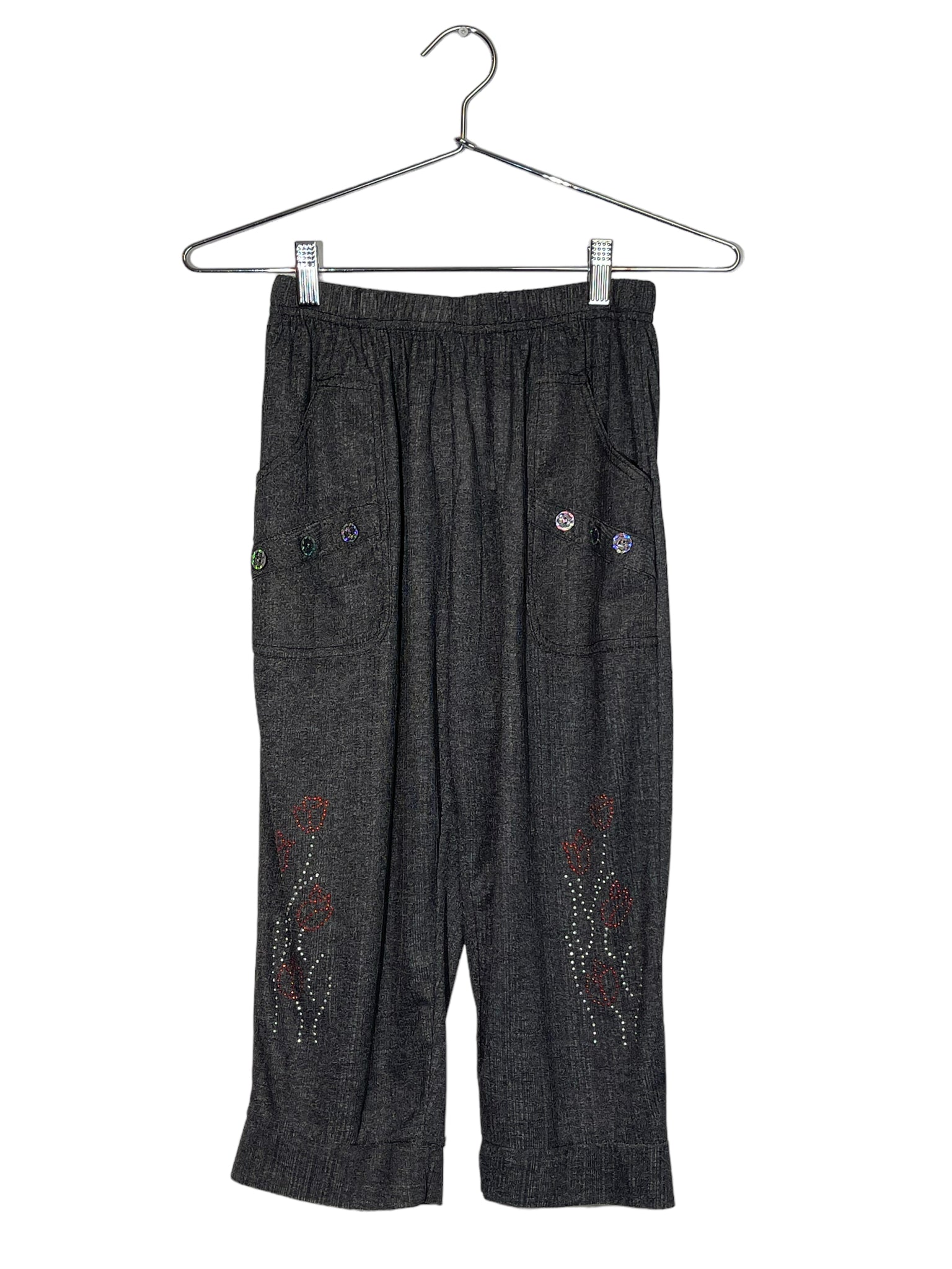 Grey Rose Bedazzled Pants