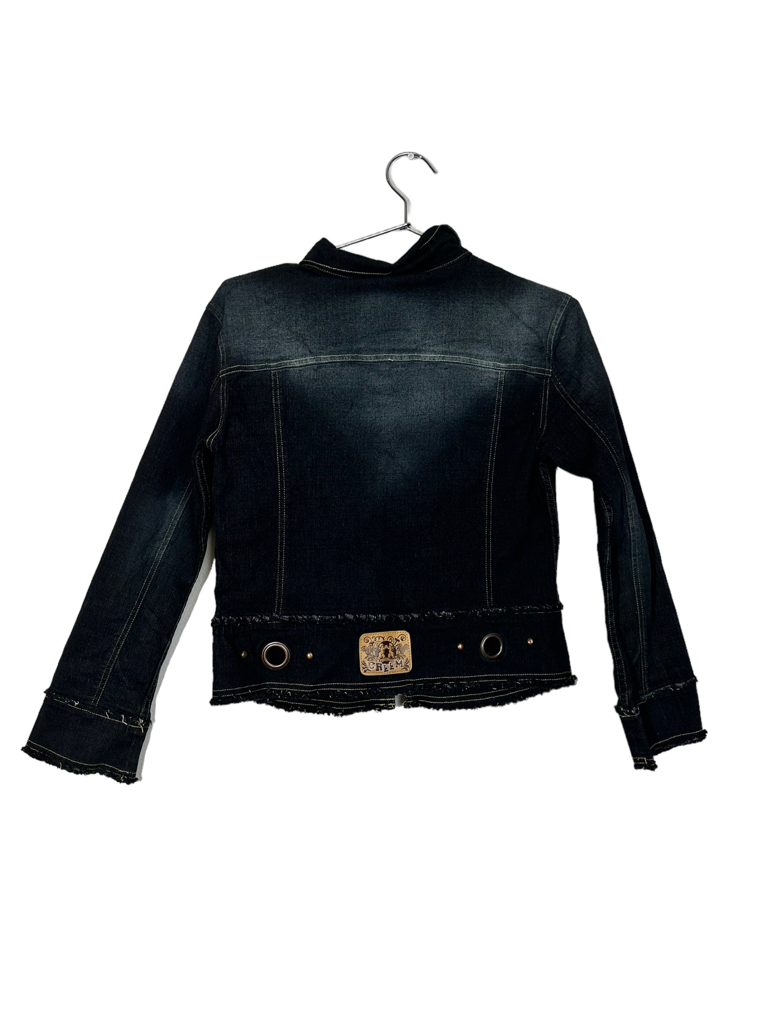 Dark Denim O-Ring Zip-Up Moto Jacket