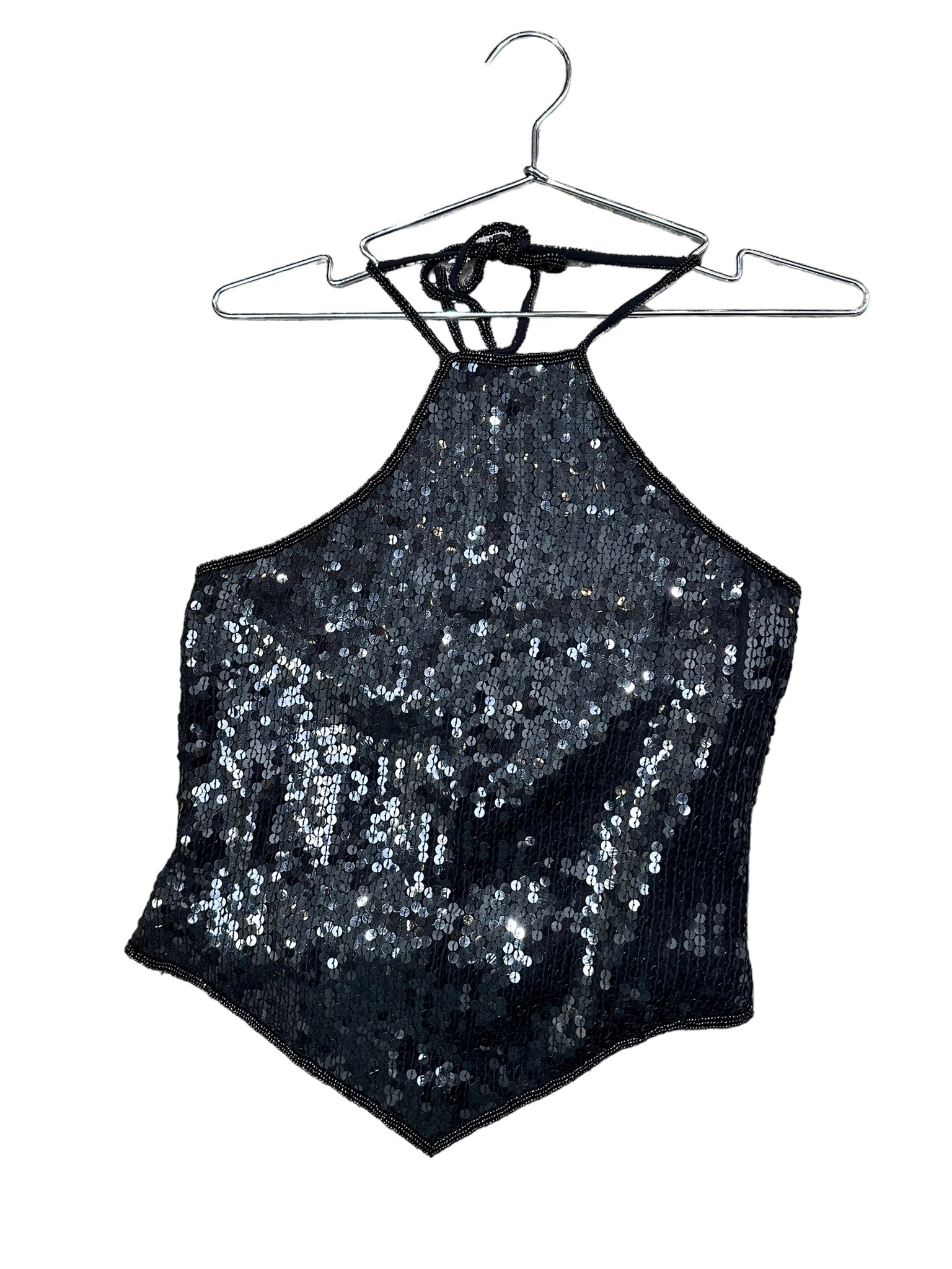 Black Sequin Halter Top