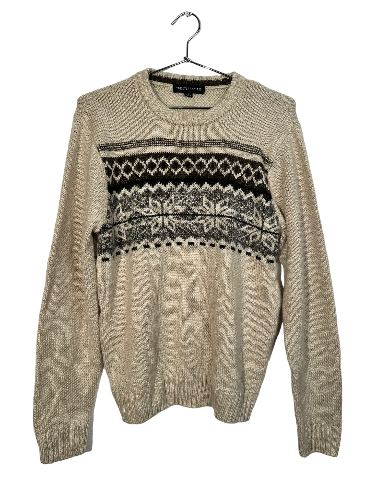 Cream Striped Knit Crewneck