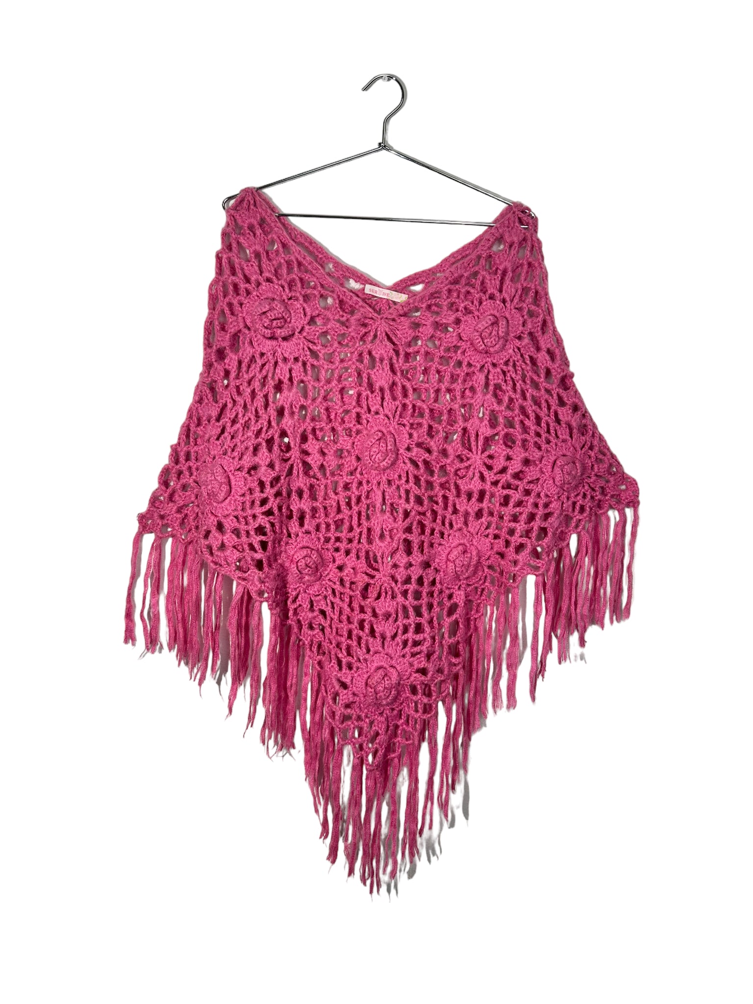 Chunky Pink Rose Crochet Shawl