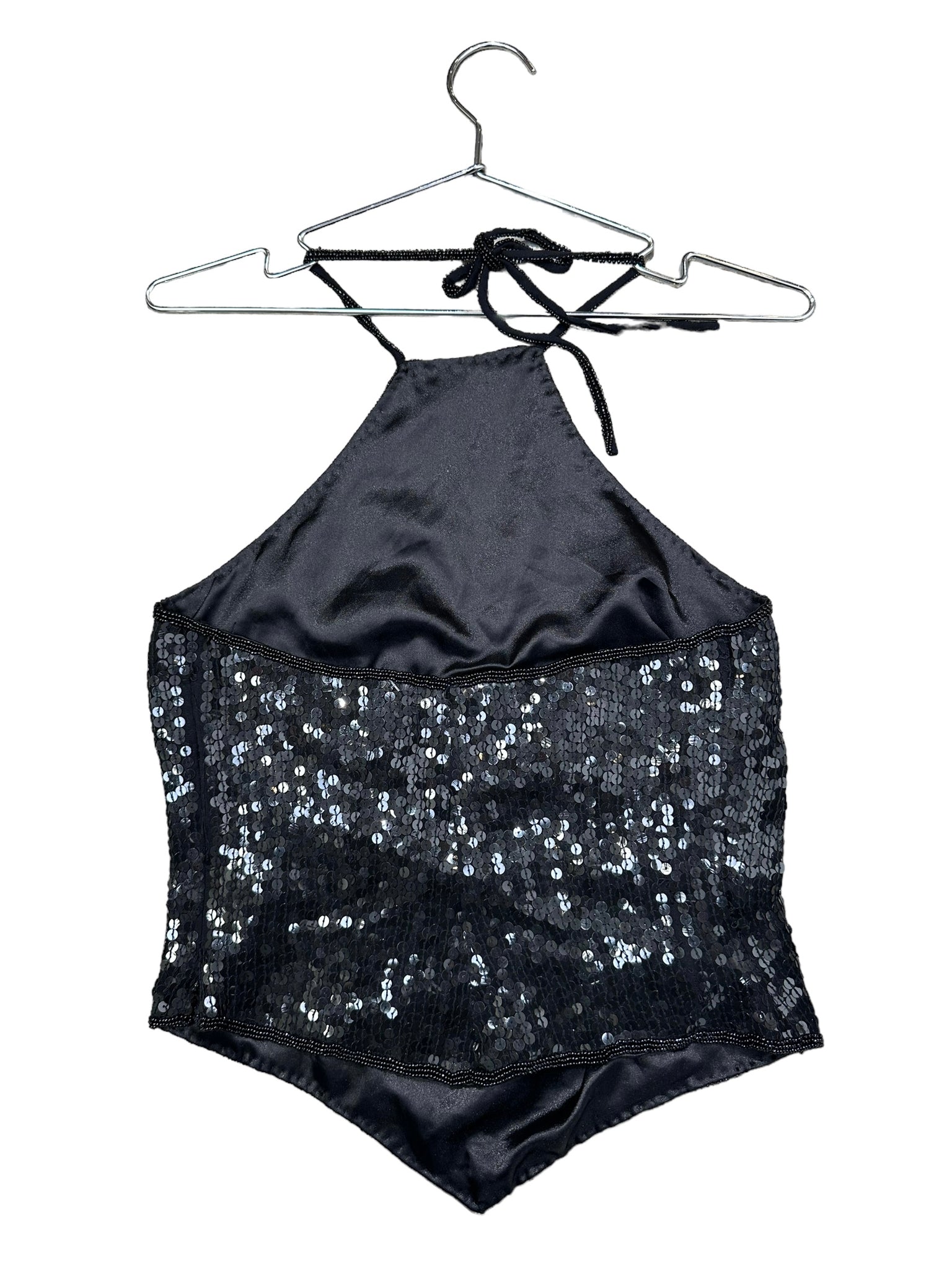 Black Sequin Halter Top