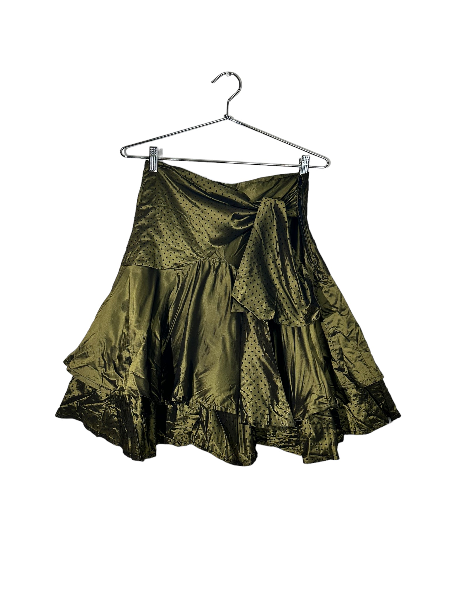 Green Dotted Layered Skirt
