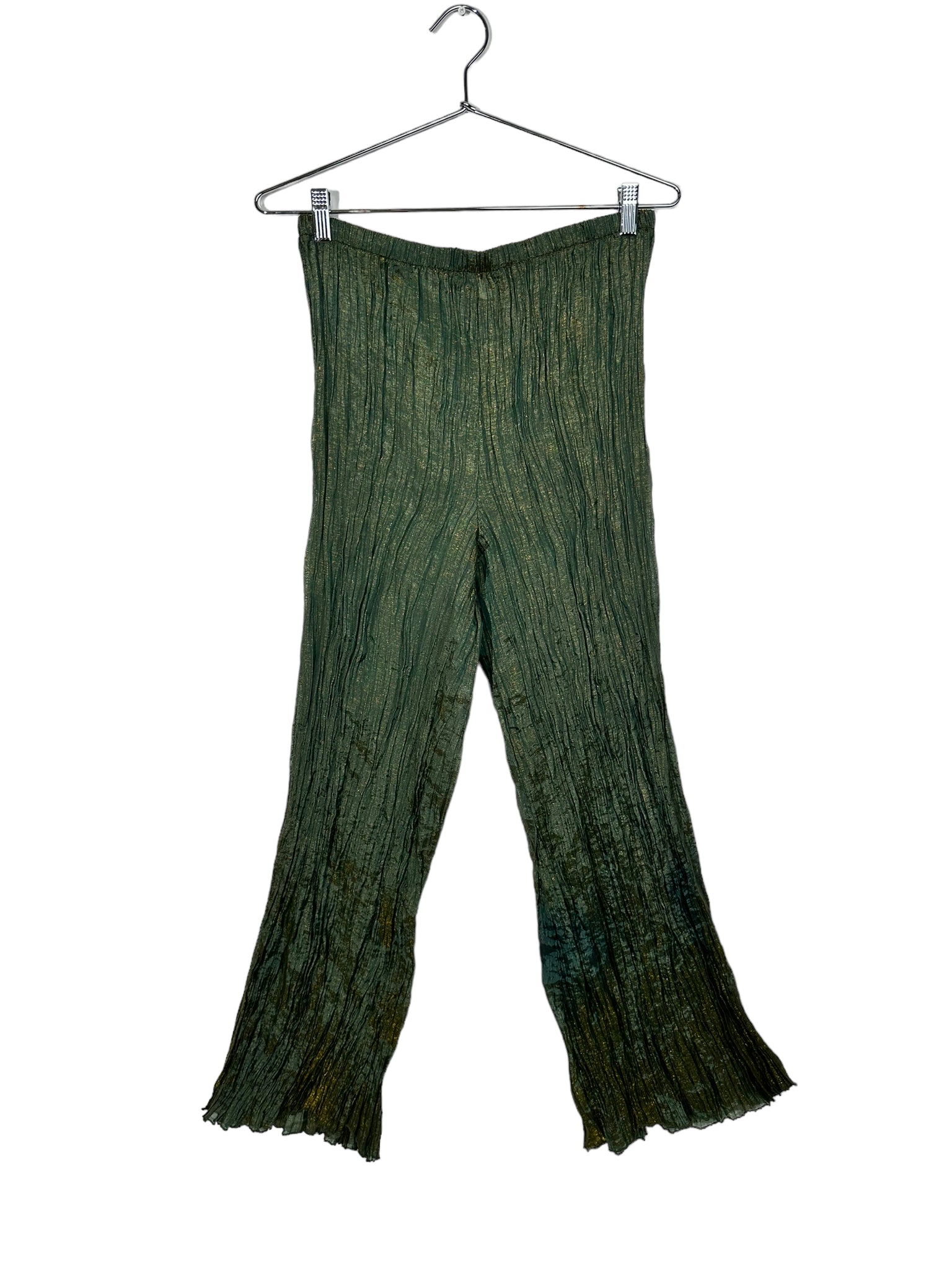 Green And Blue Iridescent Crinkle Pants
