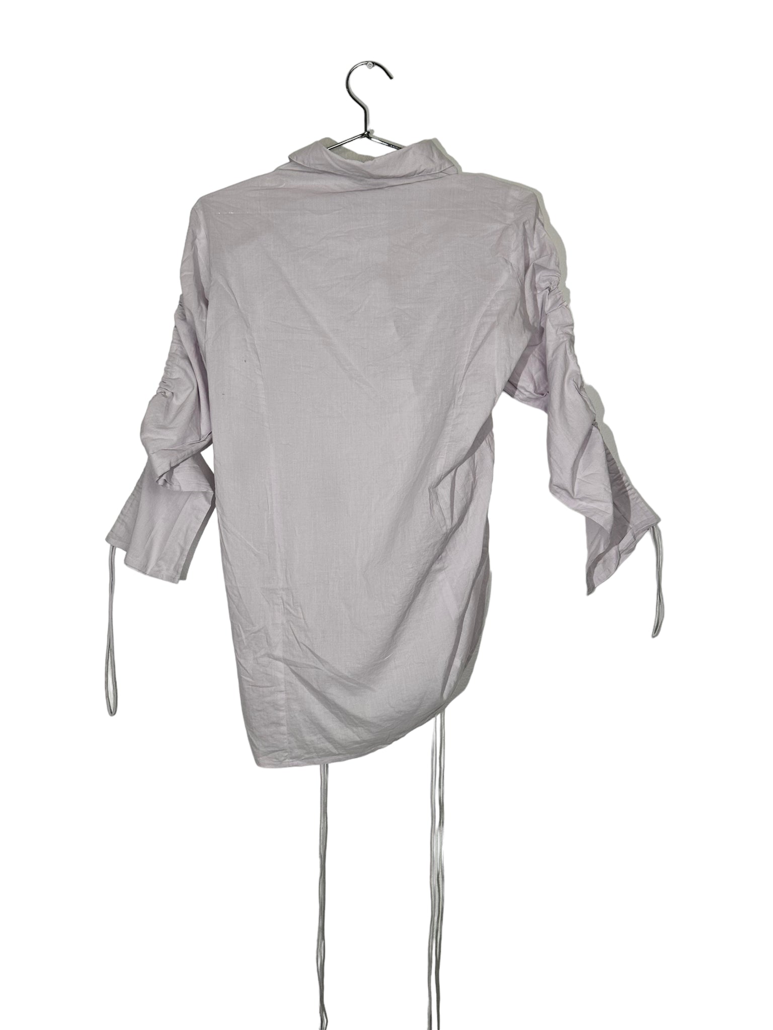 Lilac Ruched Up Asymmetrical Button Up