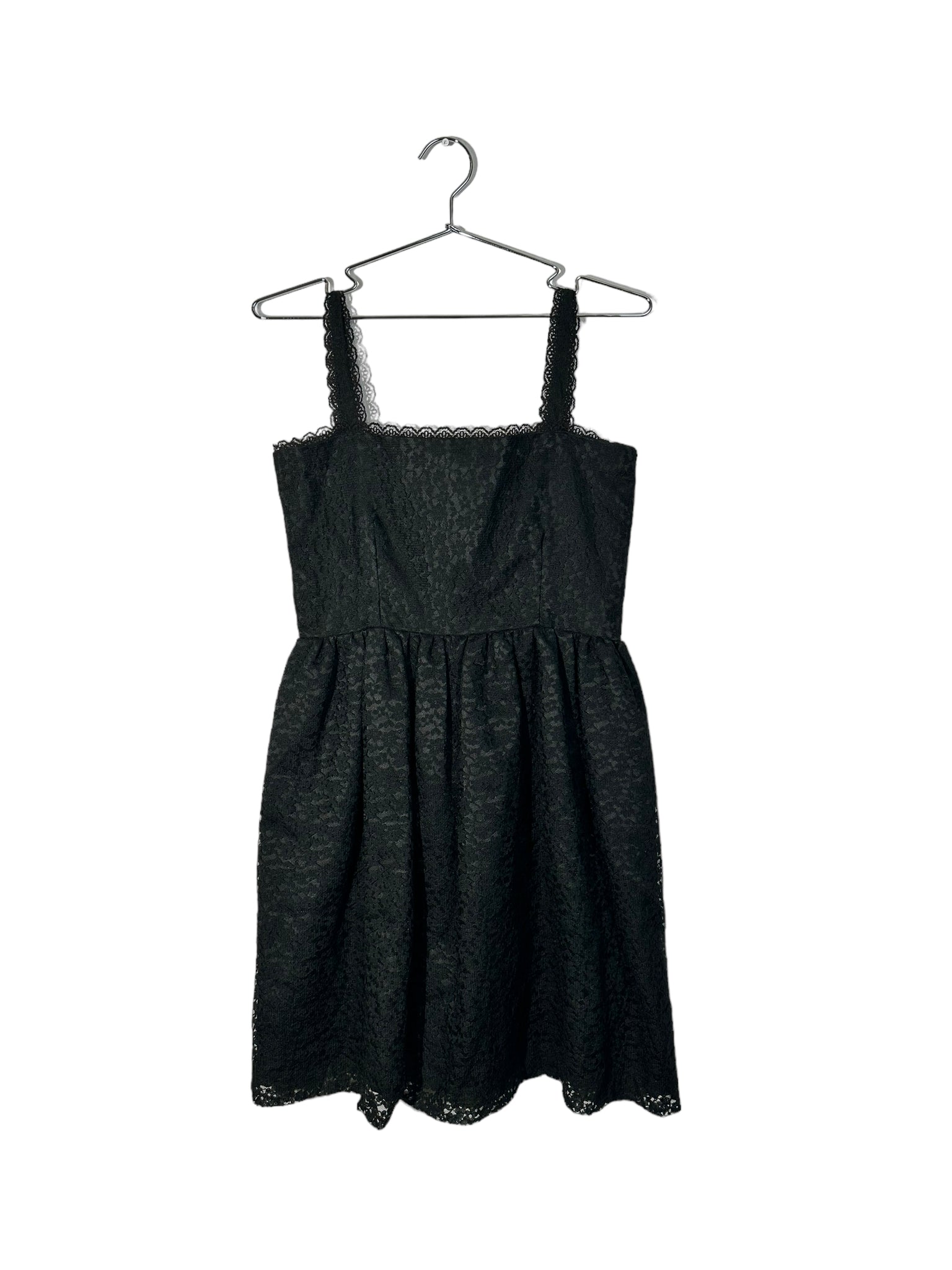 Black Lace Straight Neckline Dress