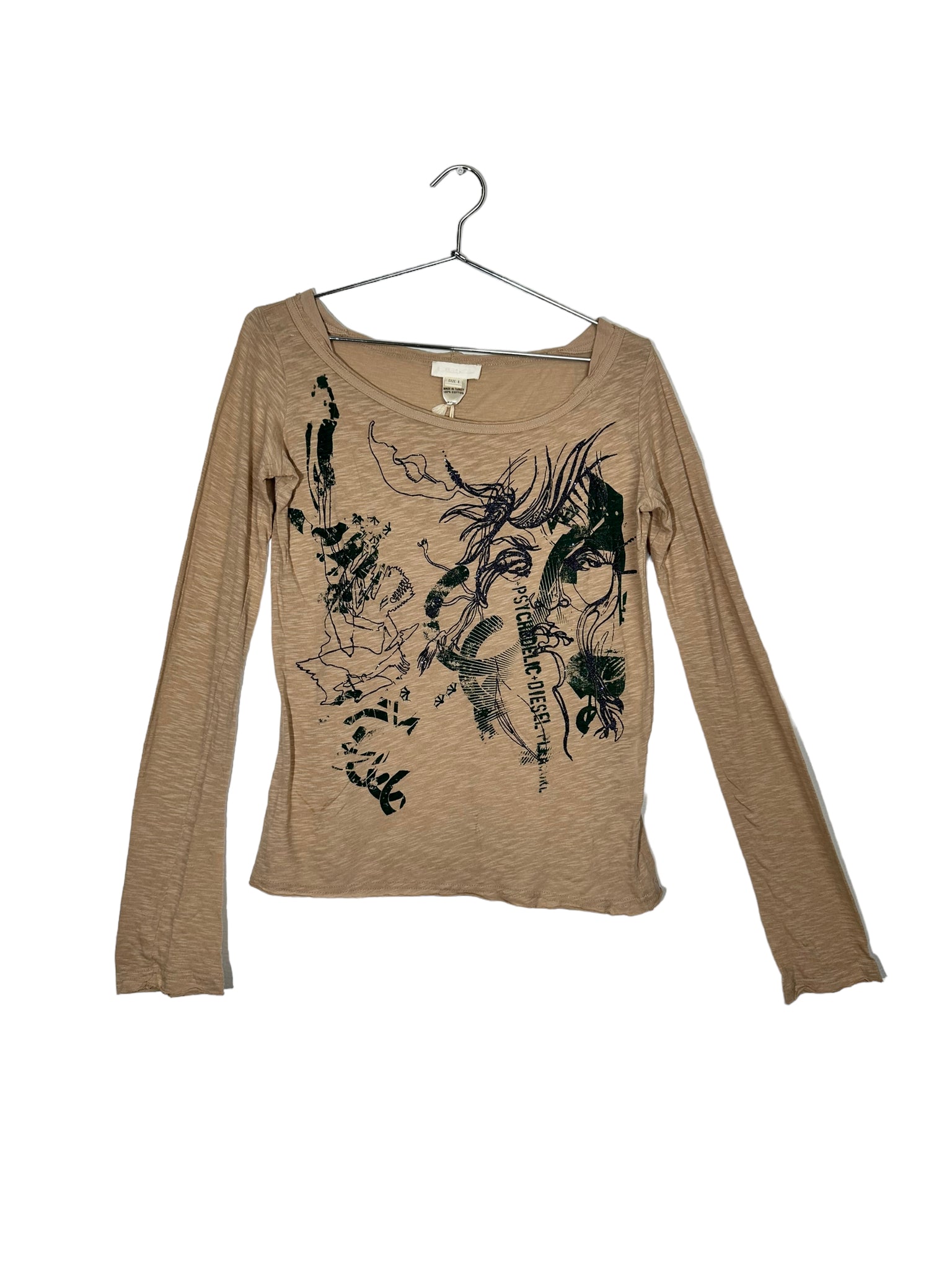 Psychedelic Diesel Brown Graphic Top