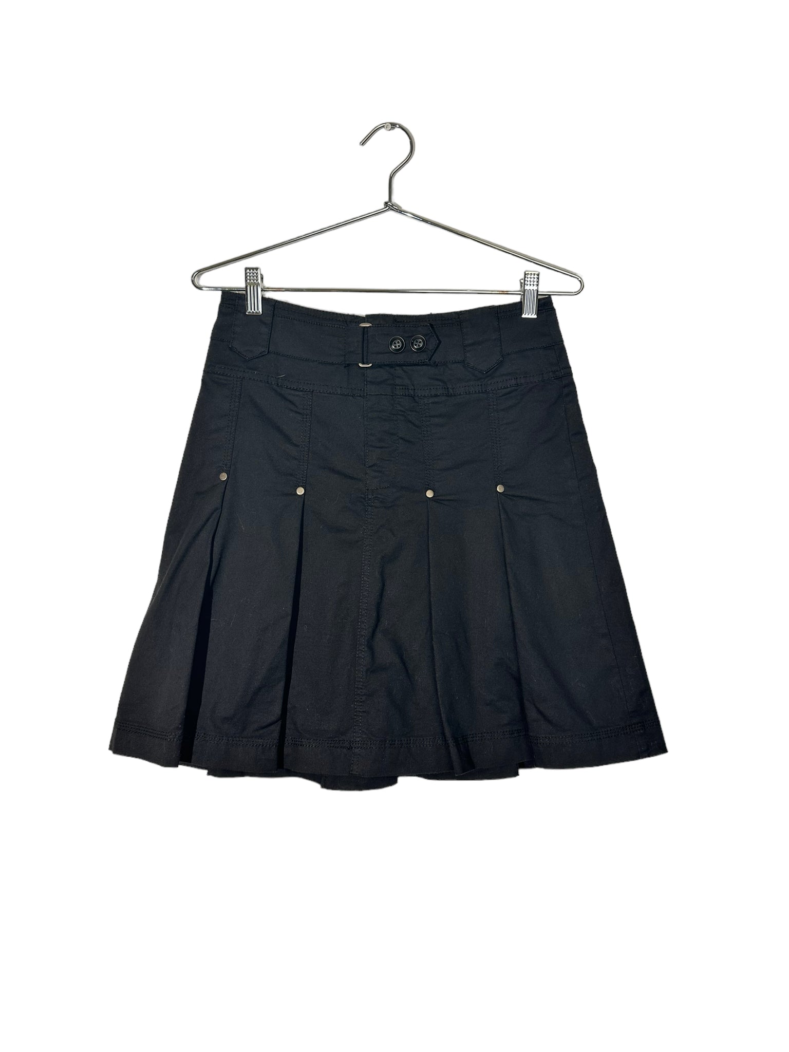 Black Pleated Studded Mini Skirt