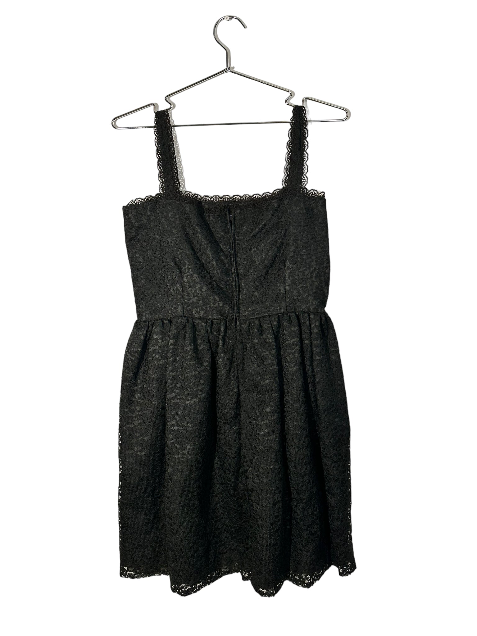 Black Lace Straight Neckline Dress