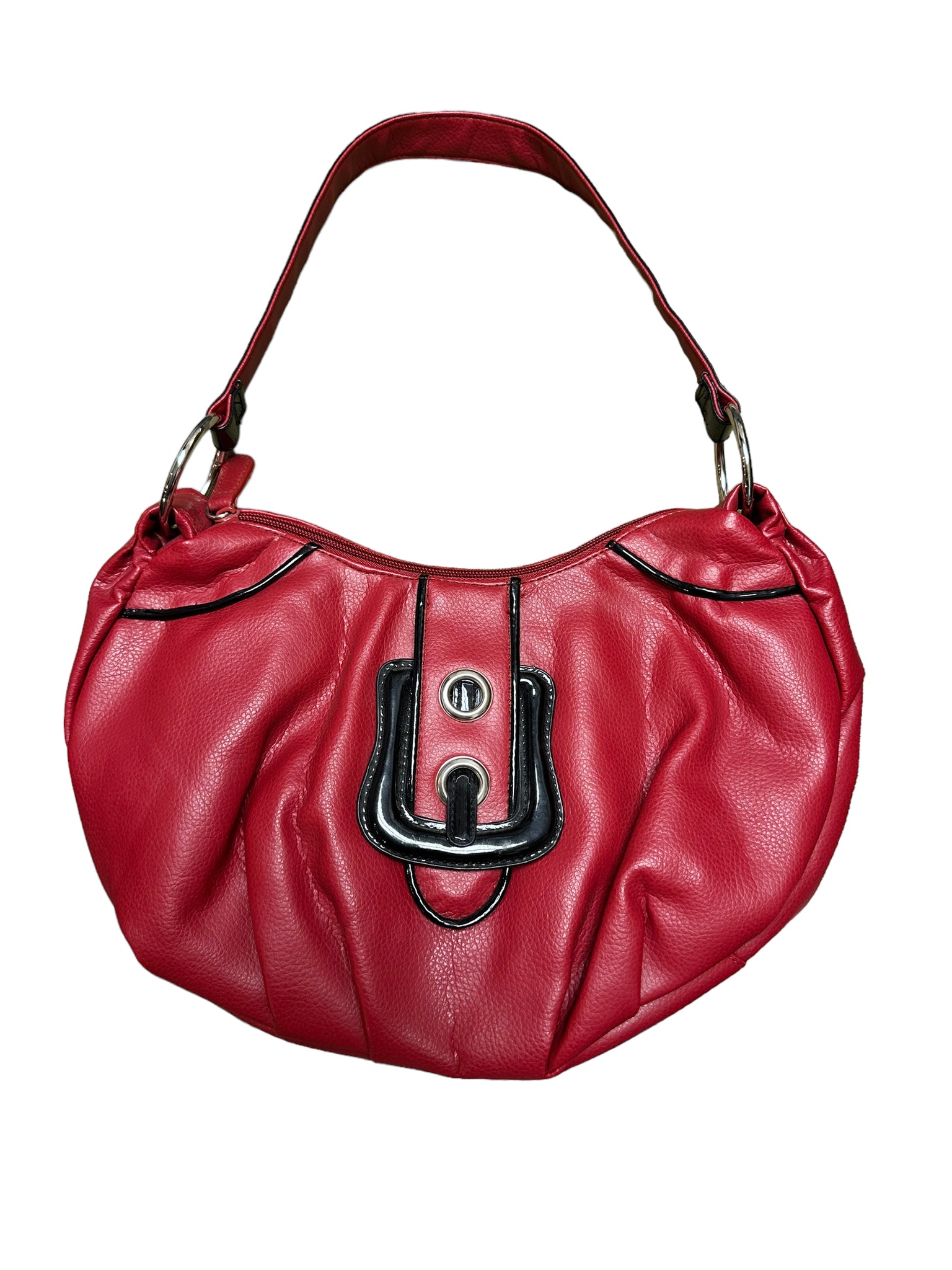 Red Leather Bag with Buckle