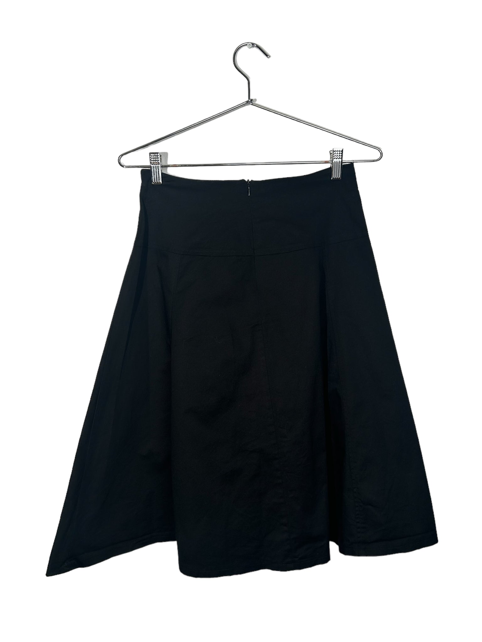 Black Midi Skirt Tie Front