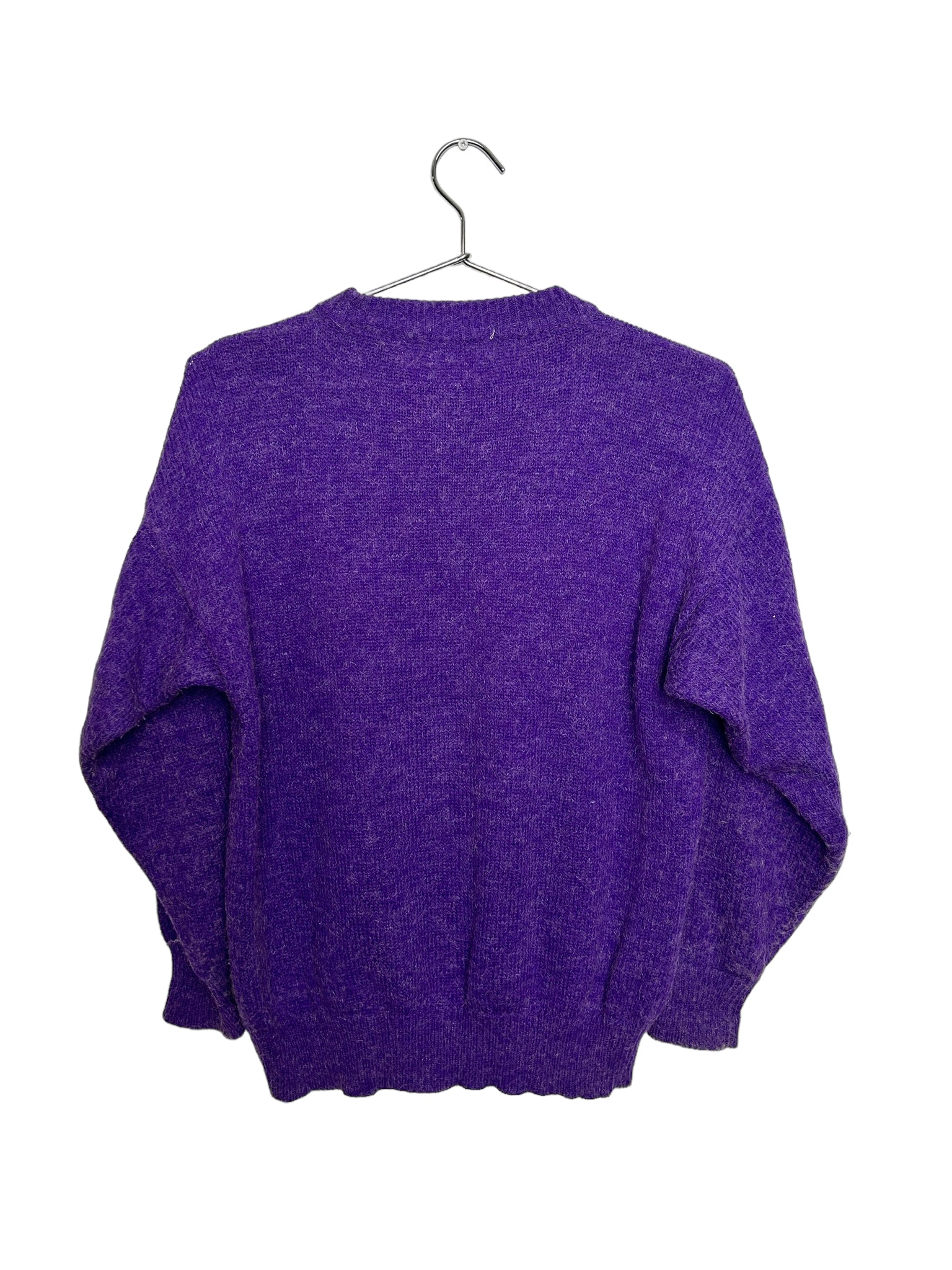 Purple Glitter Bird Flower Knit Sweater