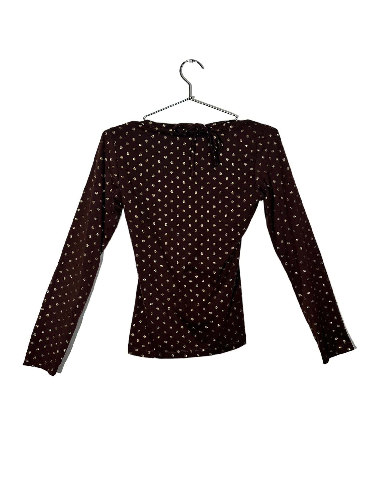 Brown Dotted Long-Sleeve With Girl Graphic