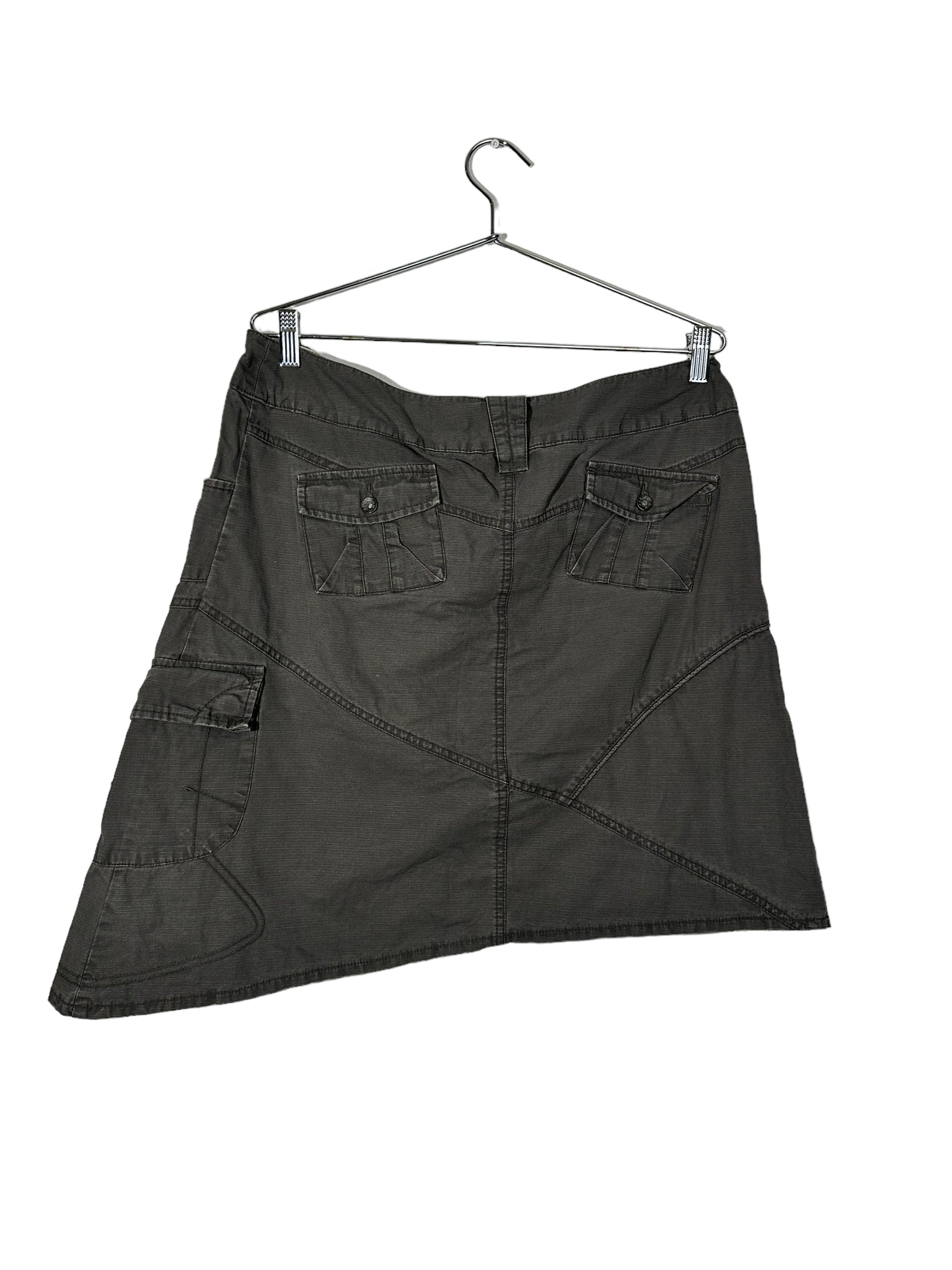 Grey Asymmetrical Cargo Skirt