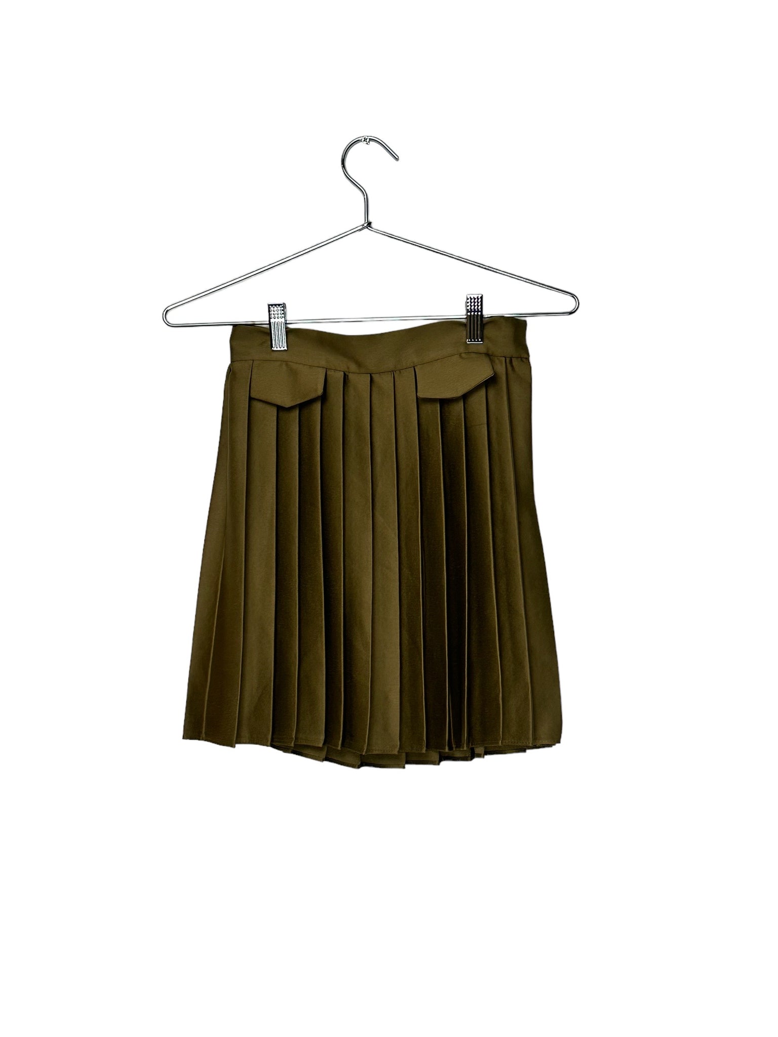 Pleated Metallic Green Skirt
