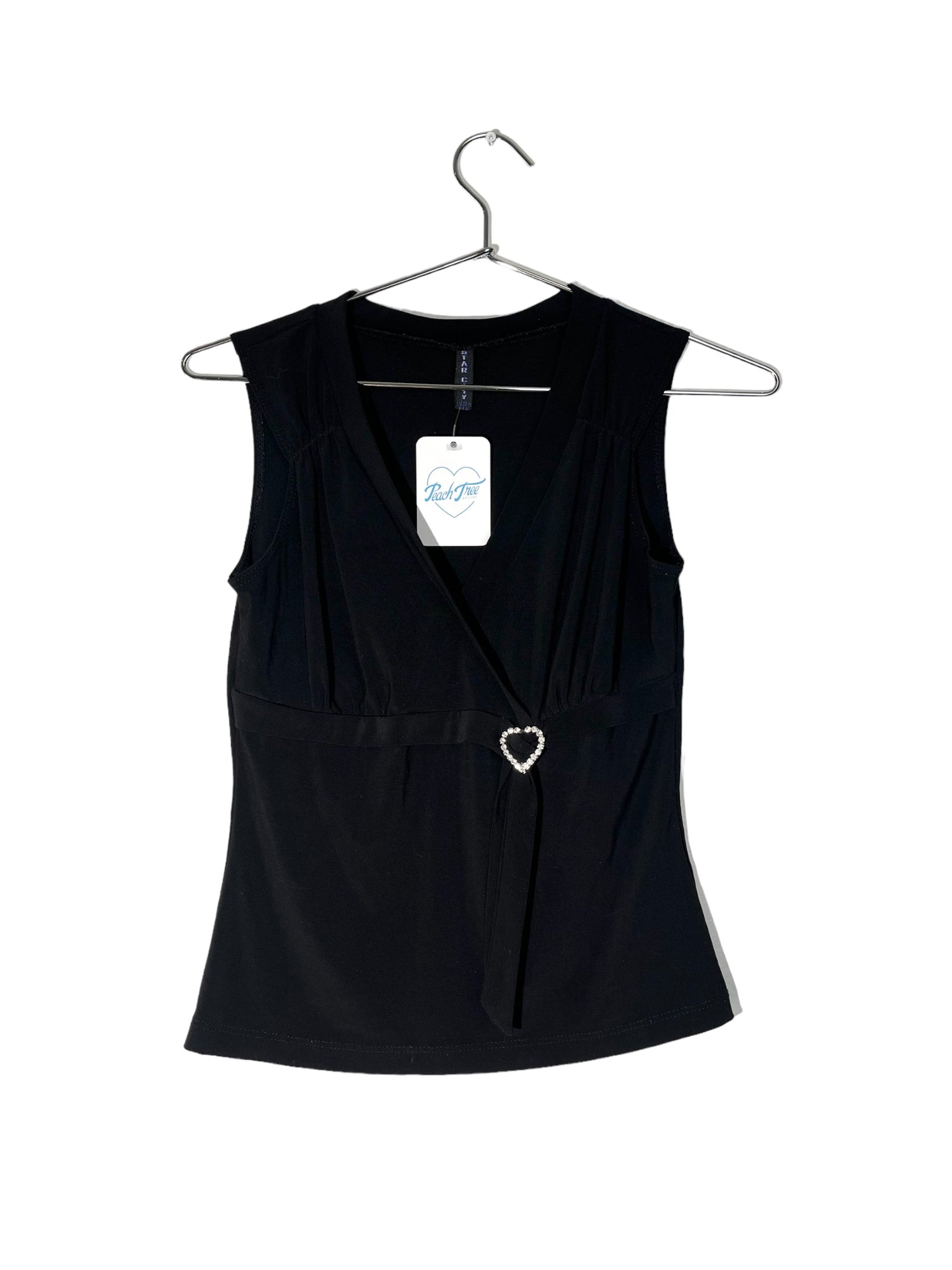 Vintage Black Tank with Diamond Heart Detail