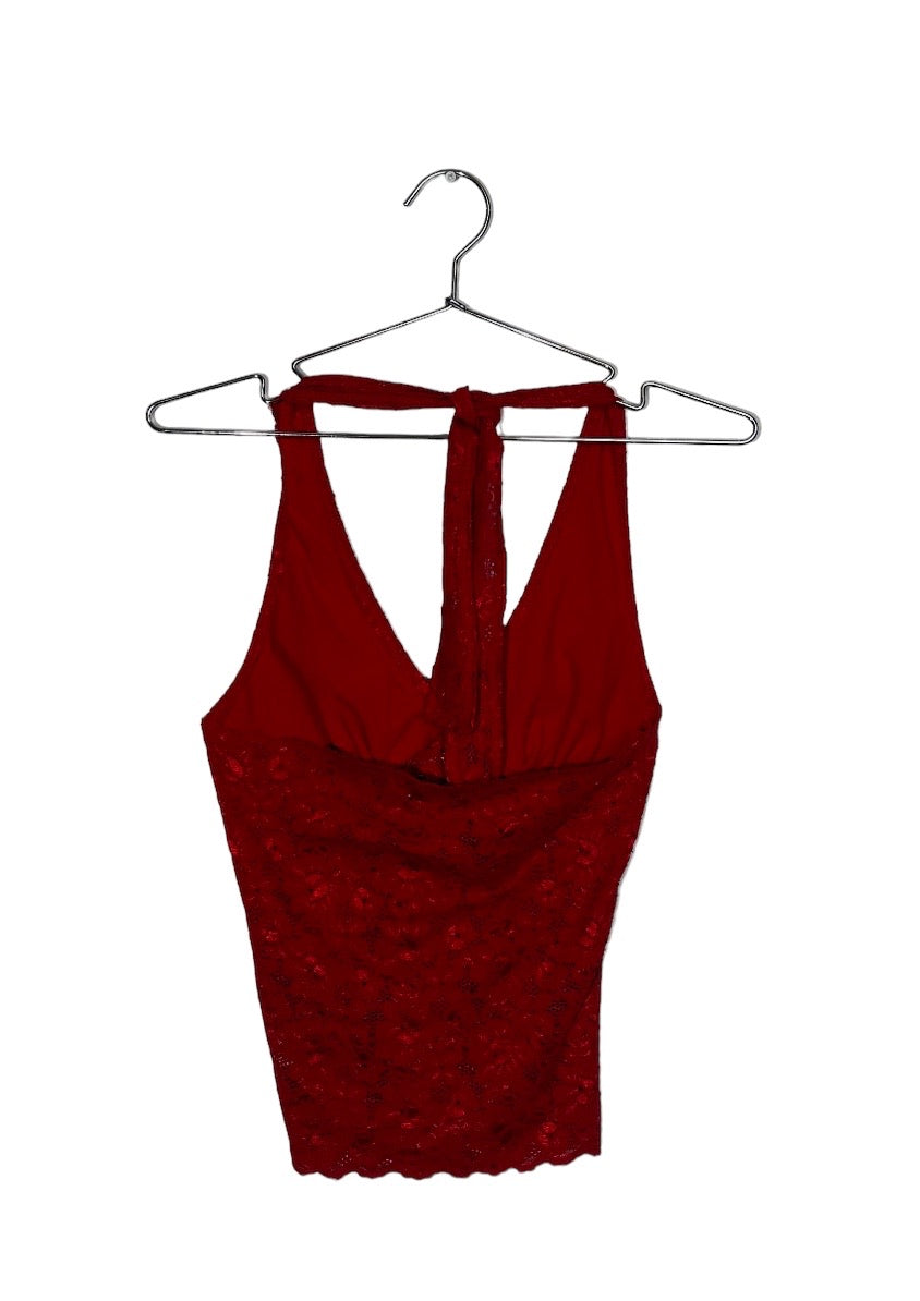 Red Lace Halter Top